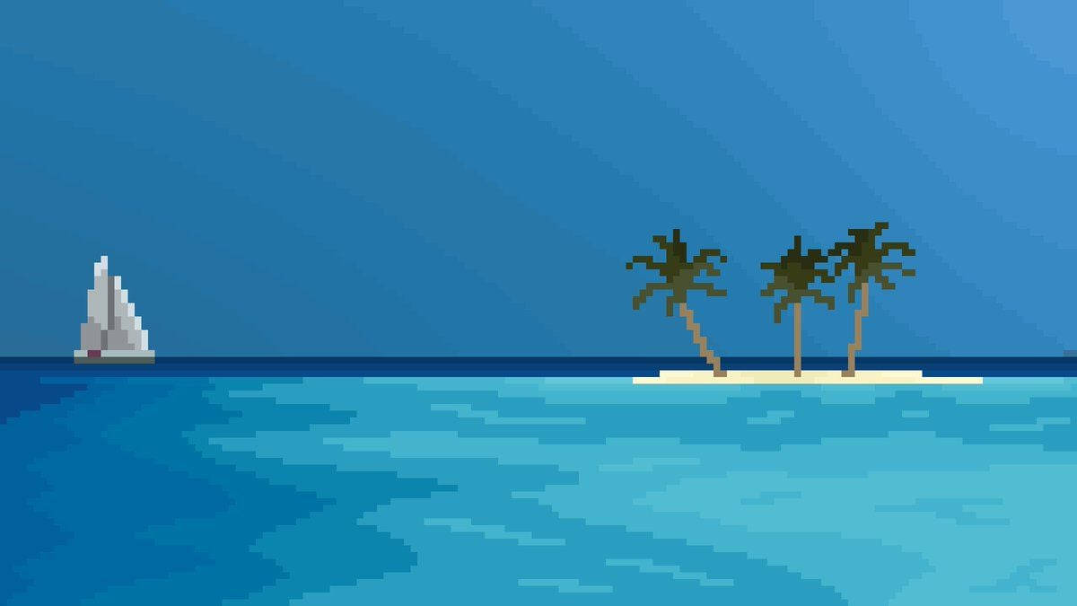 Minecraft Art, pixel-art, ocean scene, SD Desktop Wallpaper