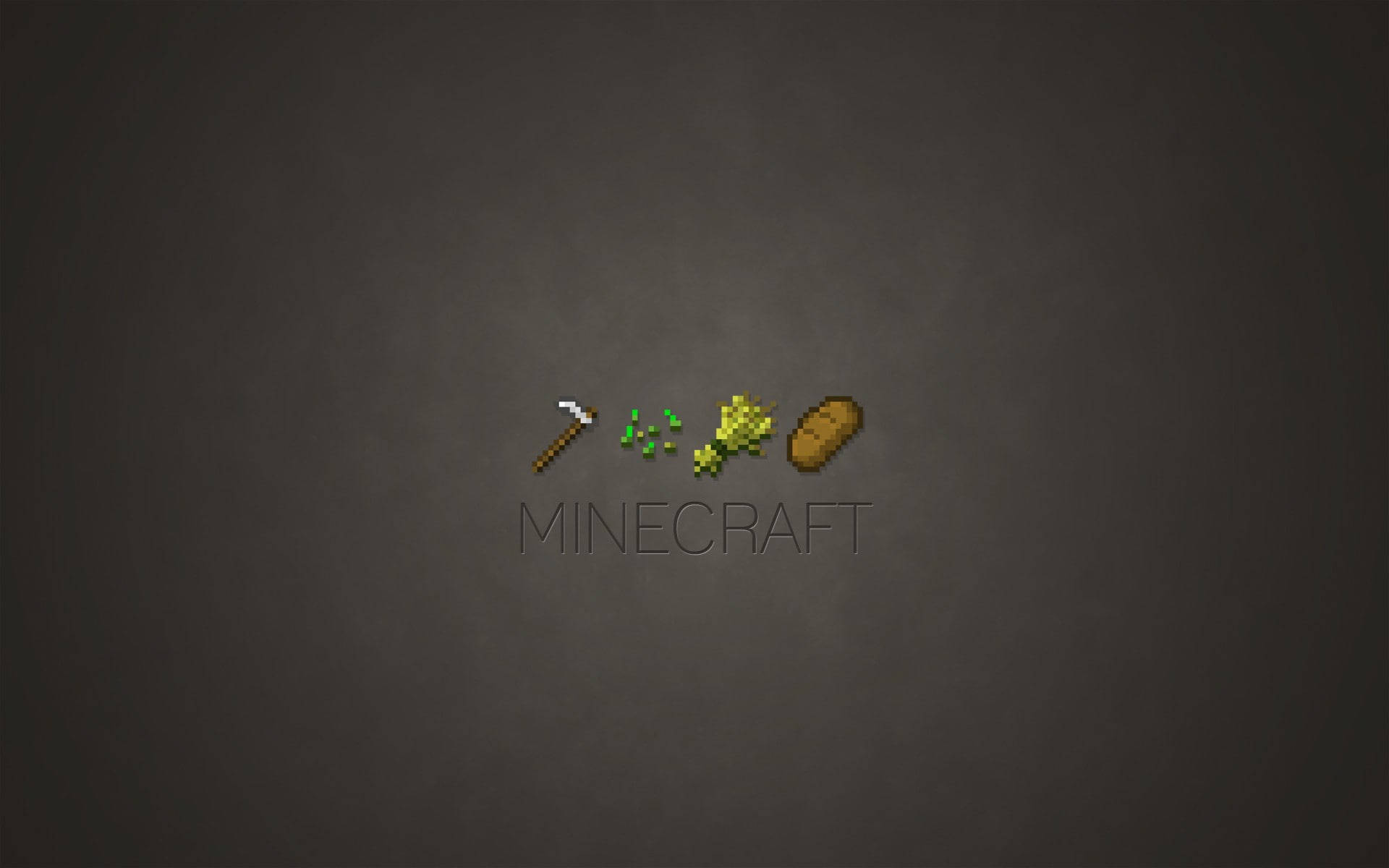 Minecraft, pickaxe, wheat, Full HD Desktop Wallpaper