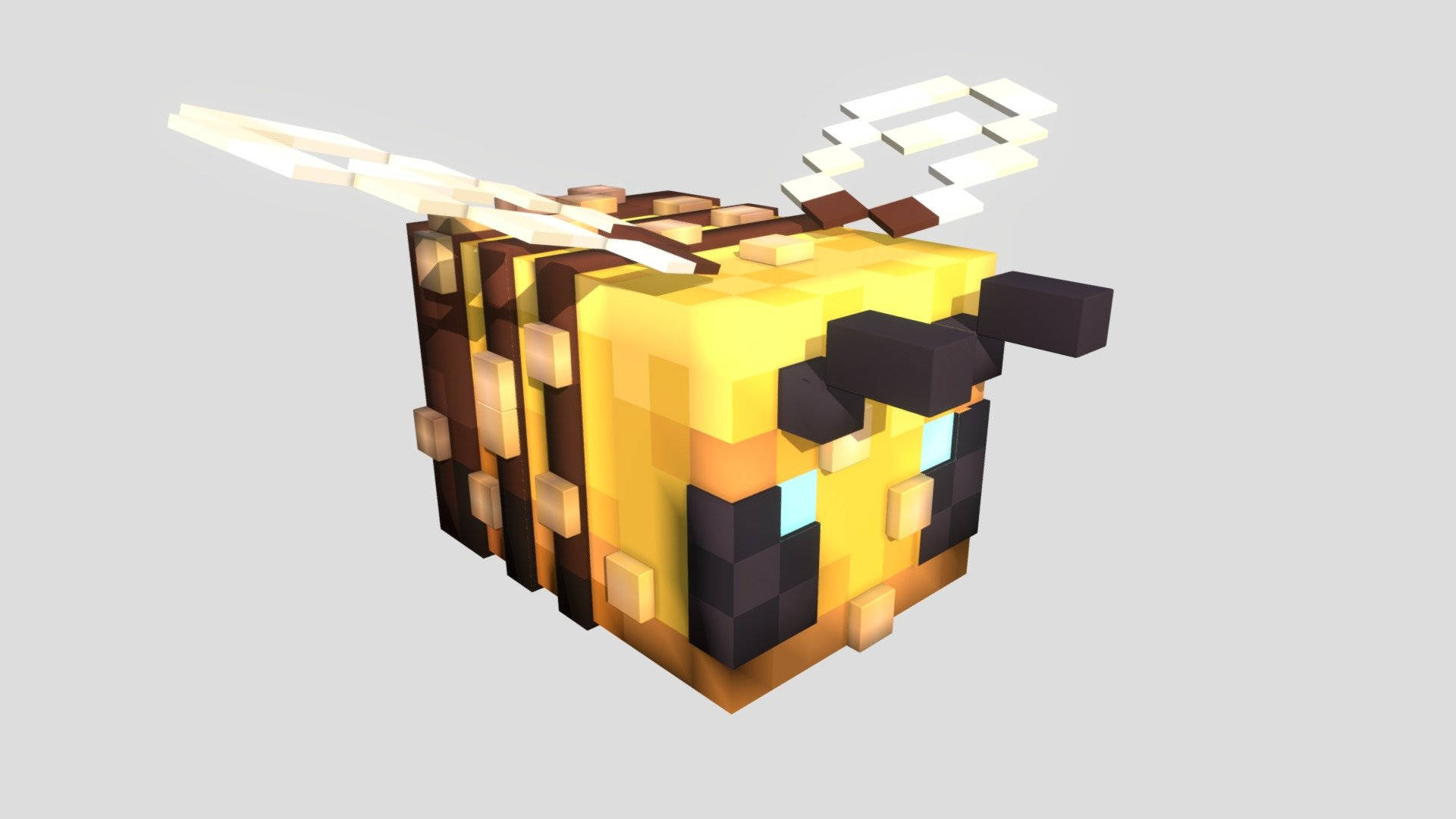 pixelated bee, yellow and black stripes, white wings, Full HD Desktop Wallpaper