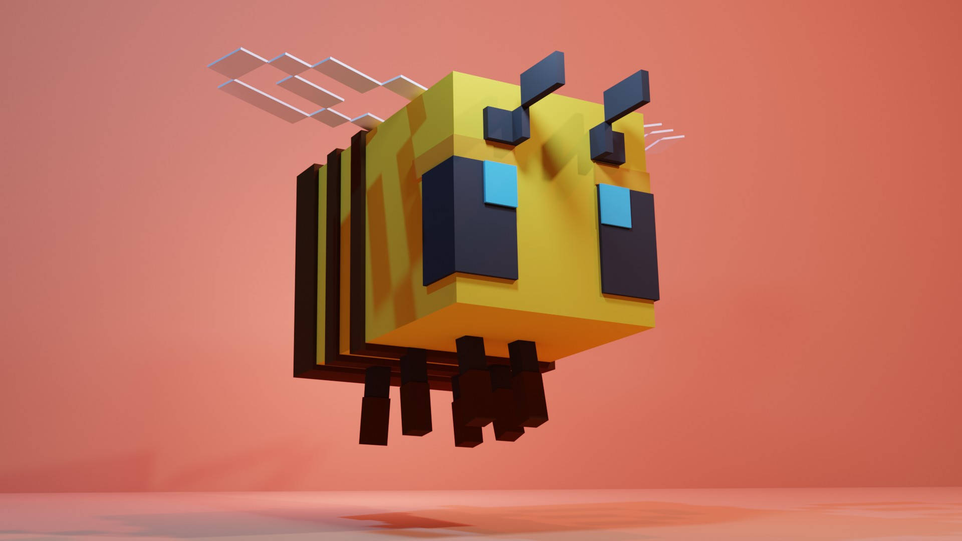 Minecraft Bee, pink, yellow and black stripes, Full HD Desktop Wallpaper