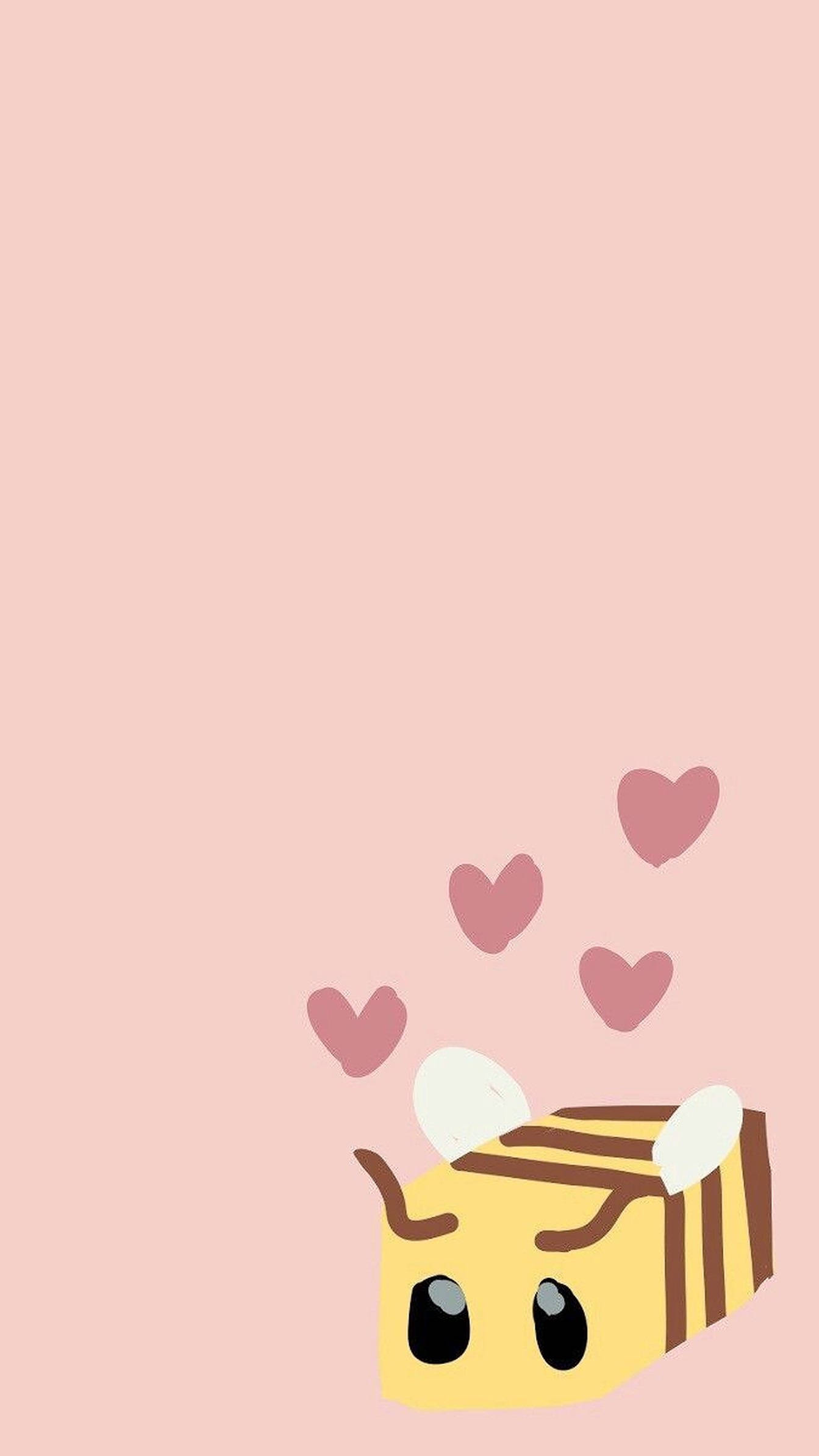 Minecraft Bee, pastel pink, big eyes, Full HD Phone Wallpaper
