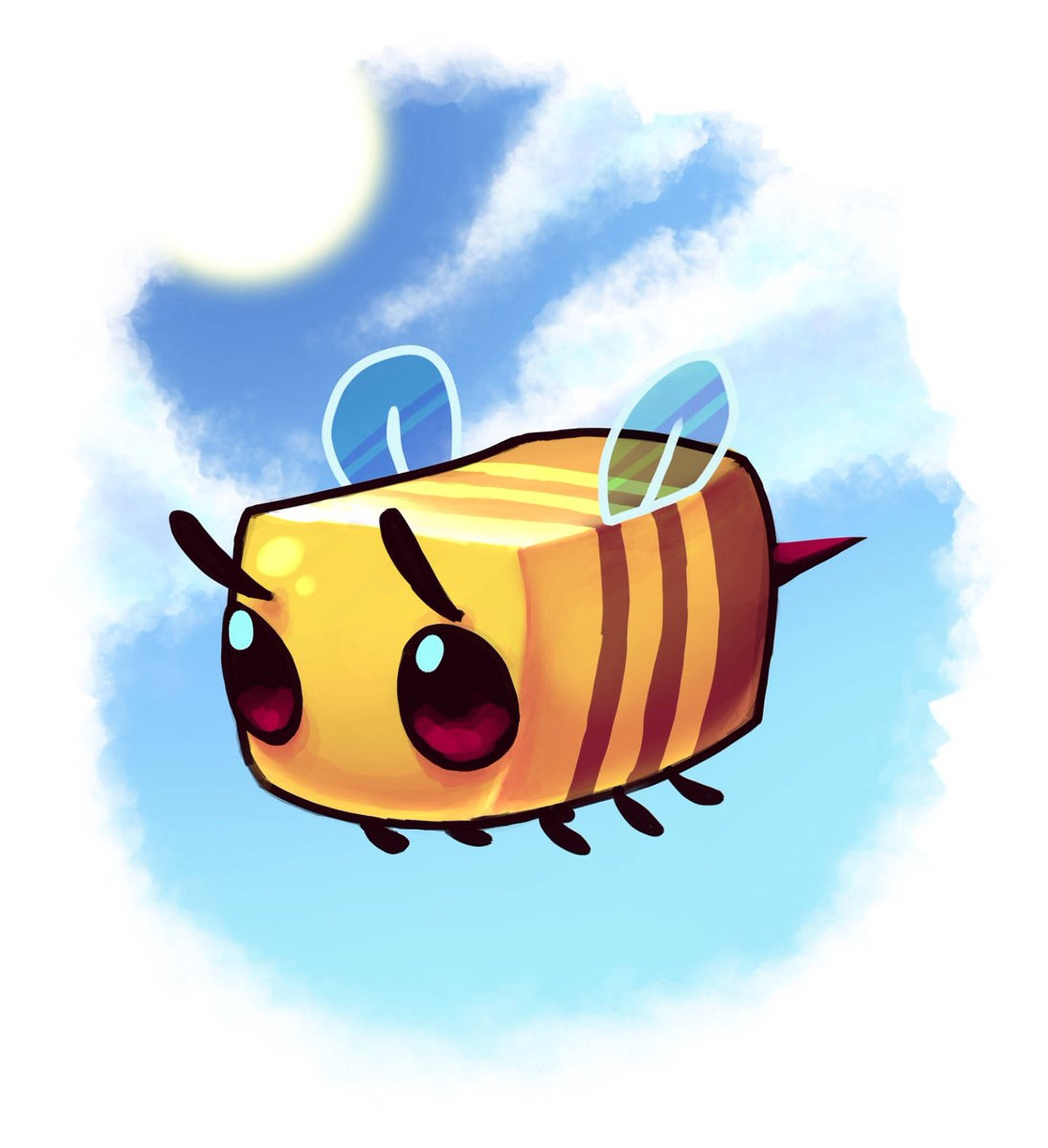 Minecraft Bee, striped yellow and brown body, soft blue sky, Full HD Phone Wallpaper