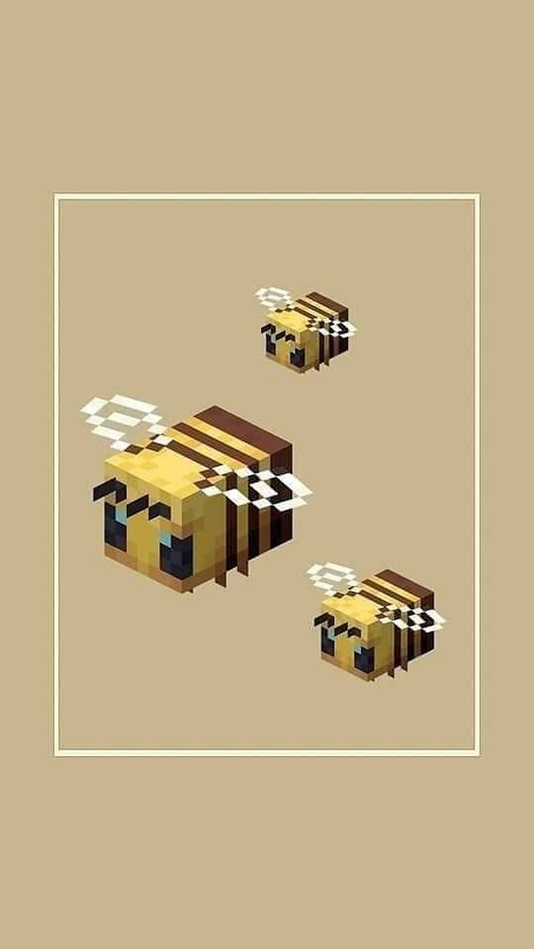 Minecraft Bee, yellow and brown stripes, beige frame, Full HD Phone Wallpaper