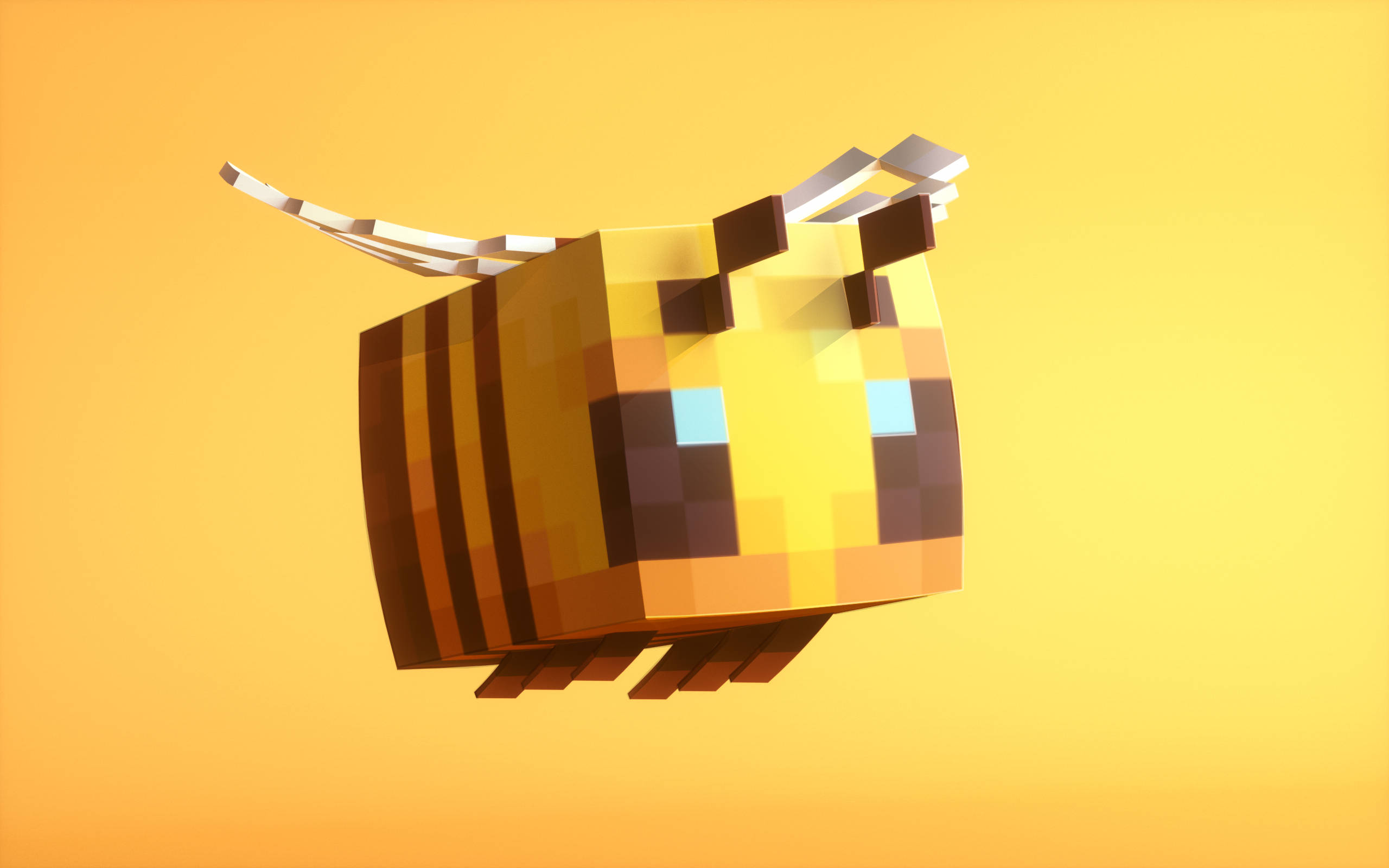Minecraft Bee, yellow gradient, pixelated bee, 2K Desktop Wallpaper
