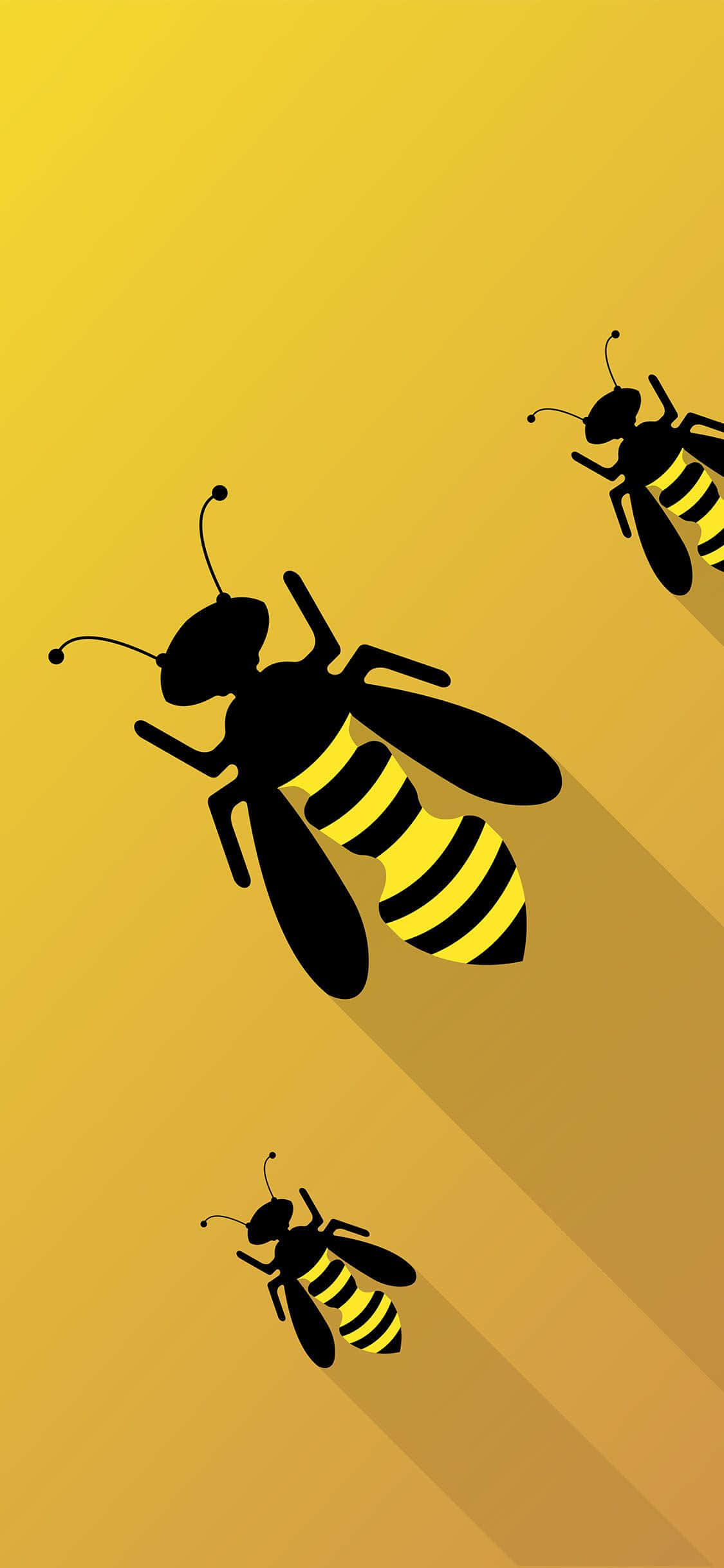 Bee iPhone, black and yellow stripes, warm gradient yellow background, Full HD Phone Wallpaper