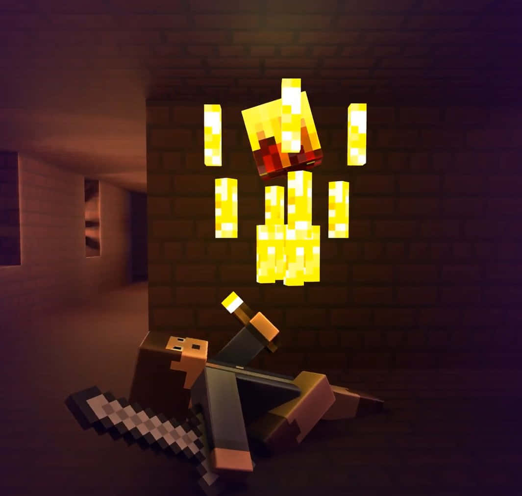 Minecraft, Blaze, golden blocks, SD Desktop Wallpaper