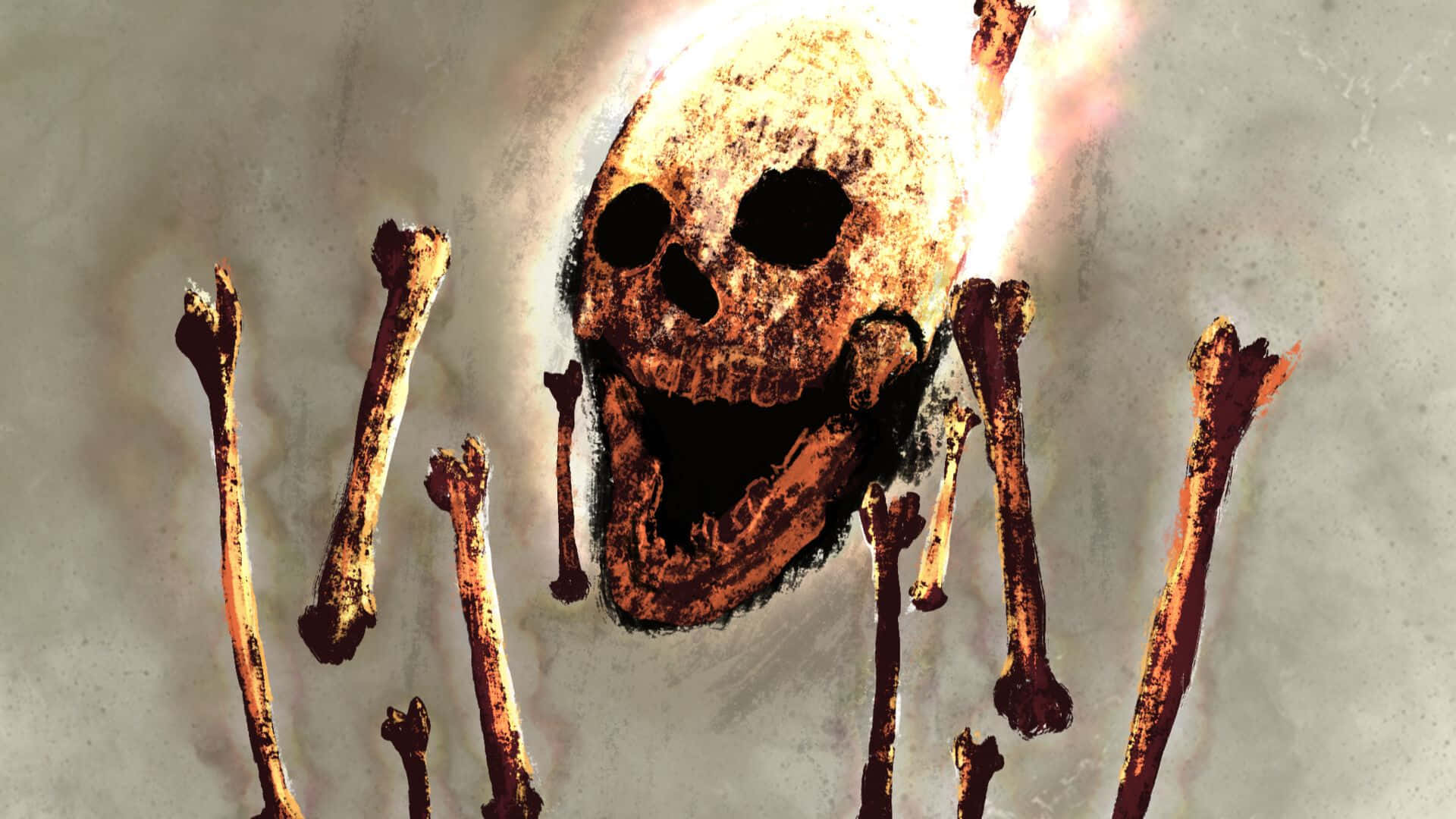 Minecraft Blaze, grim skull, jagged teeth, Full HD Desktop Wallpaper
