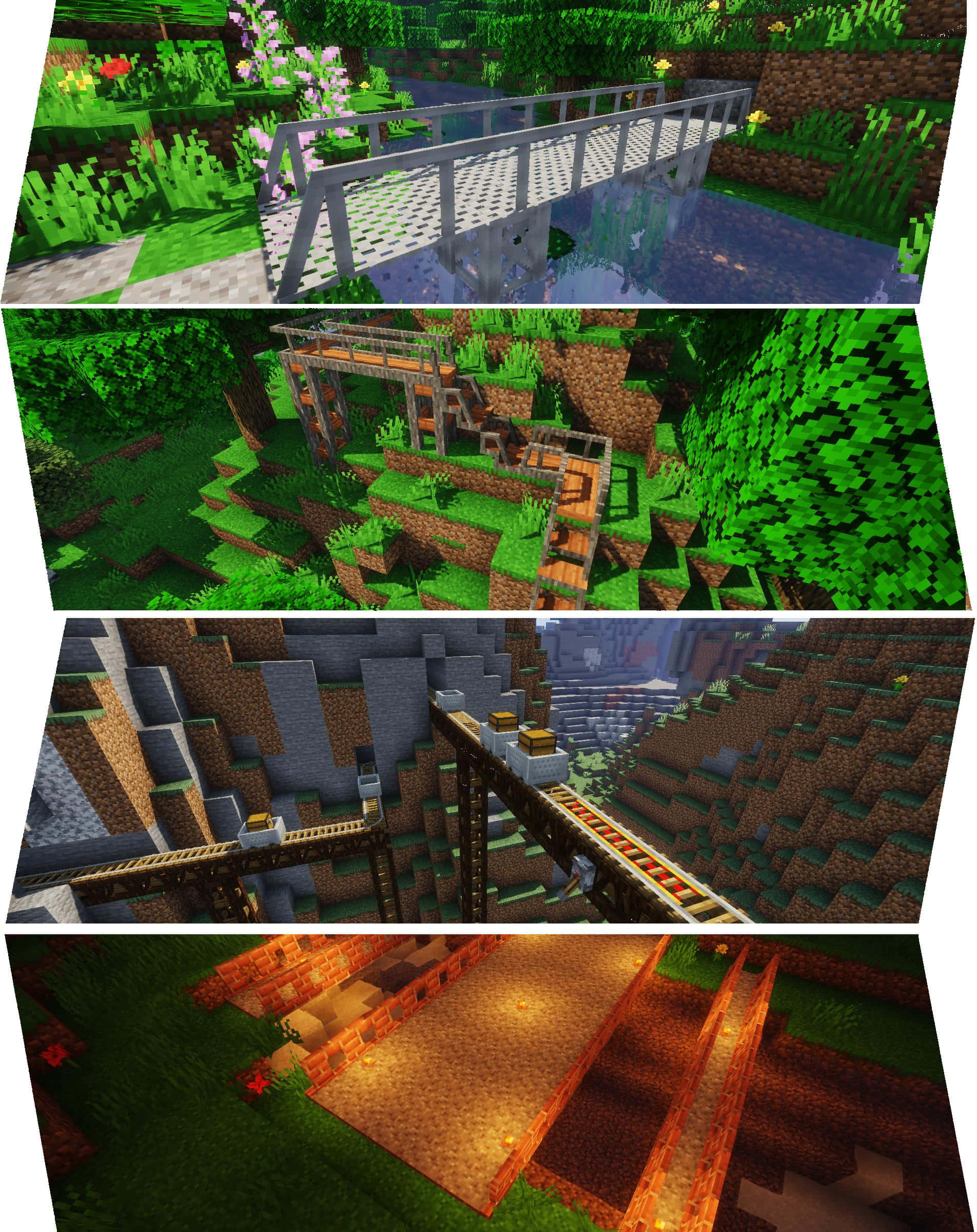 Minecraft, wooden bridge, serene lake, Full HD Phone Wallpaper
