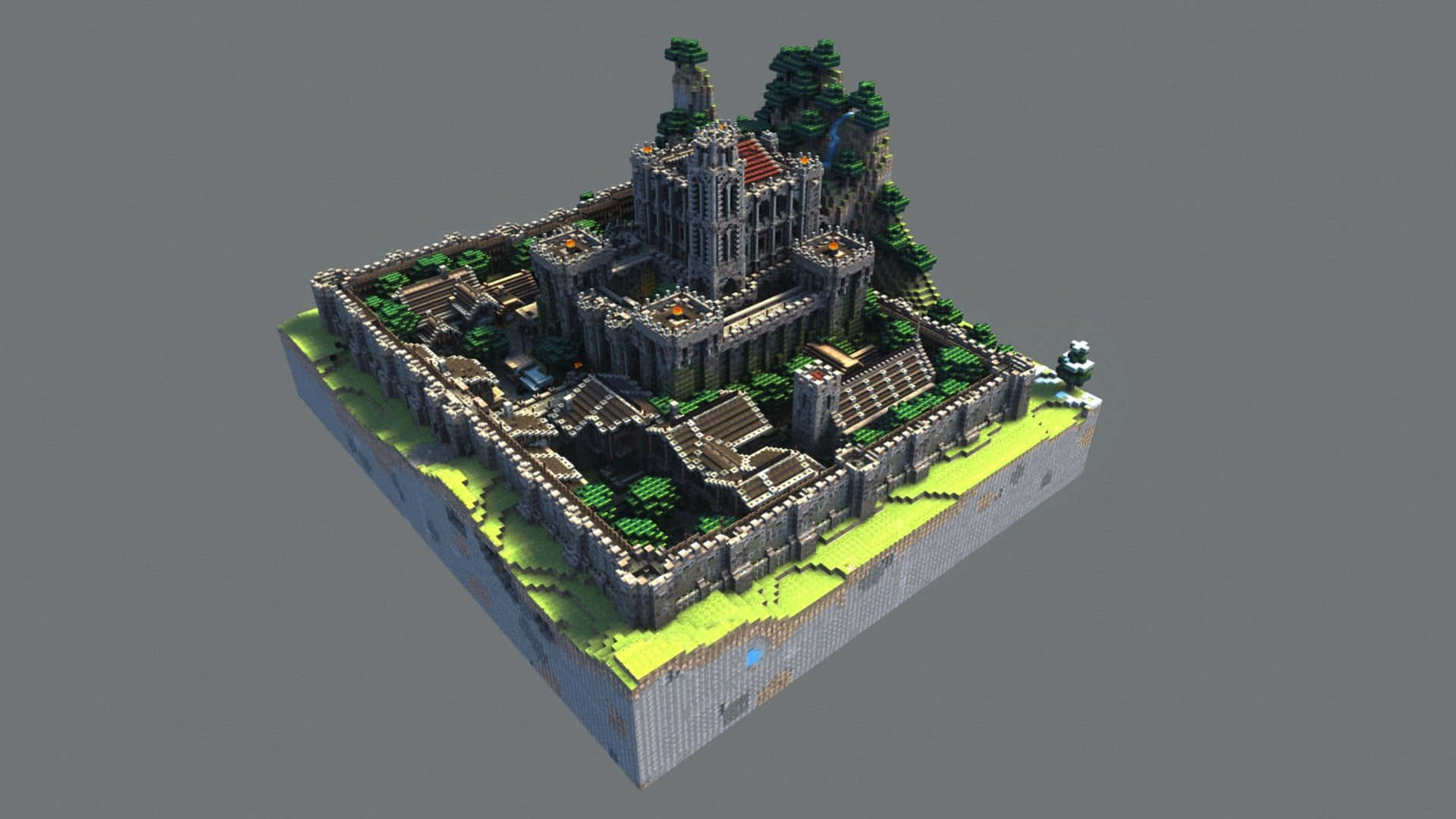 Minecraft Castles, medieval castle, stone walls, Full HD Desktop Wallpaper