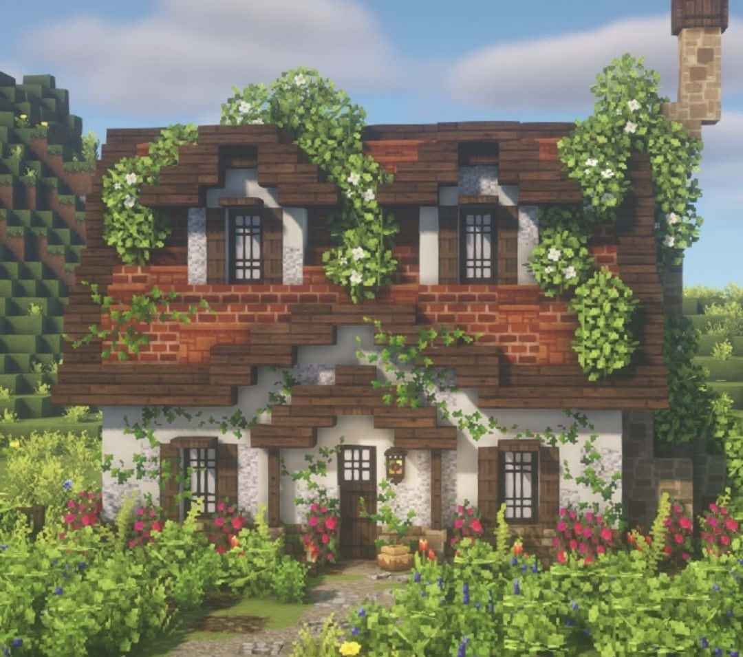 Minecraft, Minecraft cottage, ivy, SD Desktop Wallpaper