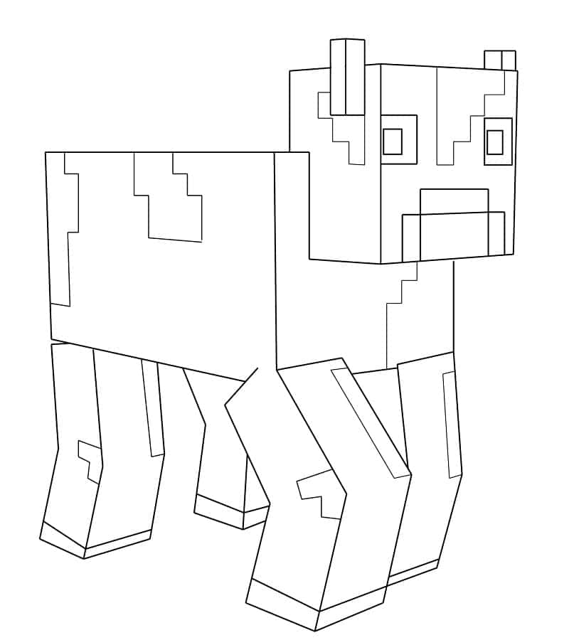 Minecraft Cow, black and white line drawing, pixelated, SD Phone Wallpaper