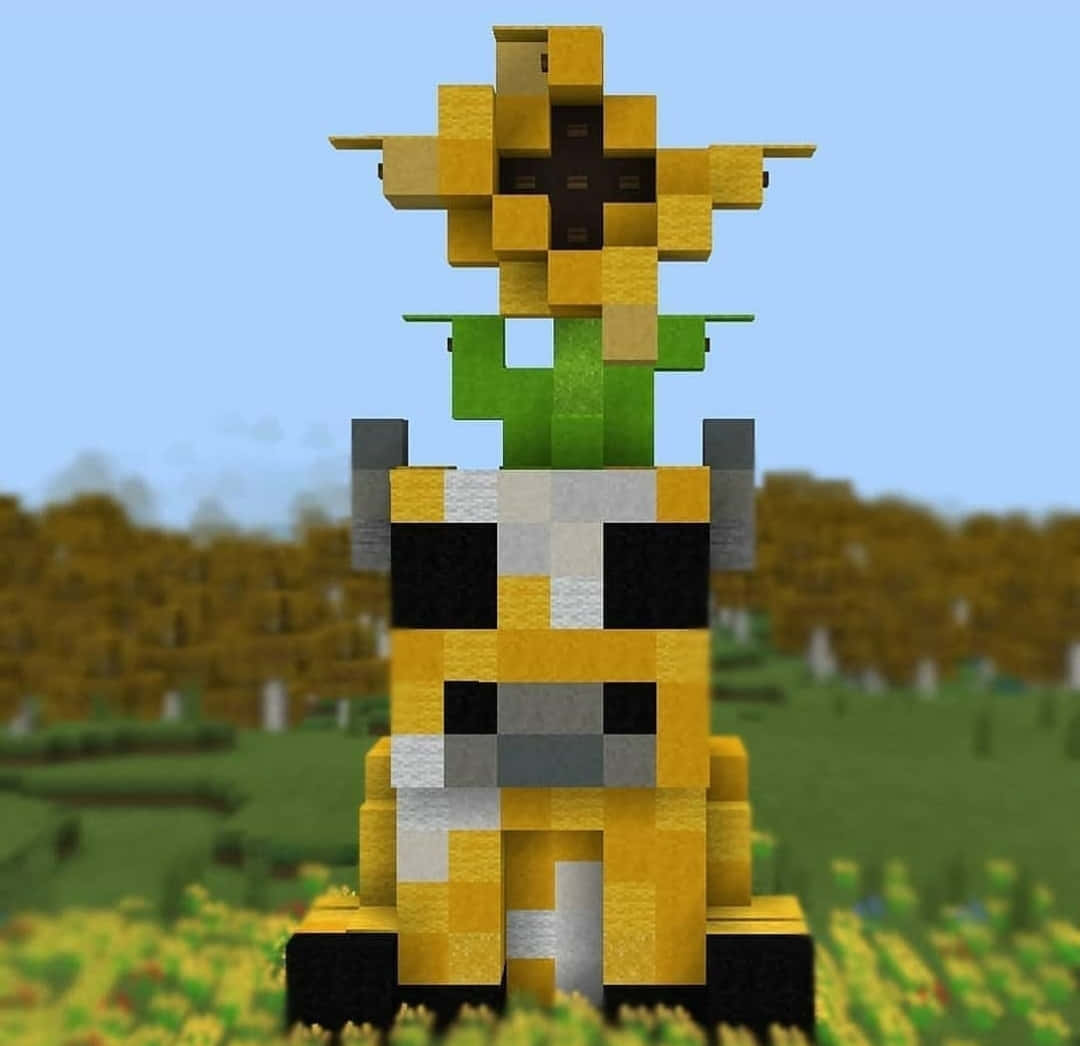 Minecraft Cow, sunflower, grassy field, SD Desktop Wallpaper