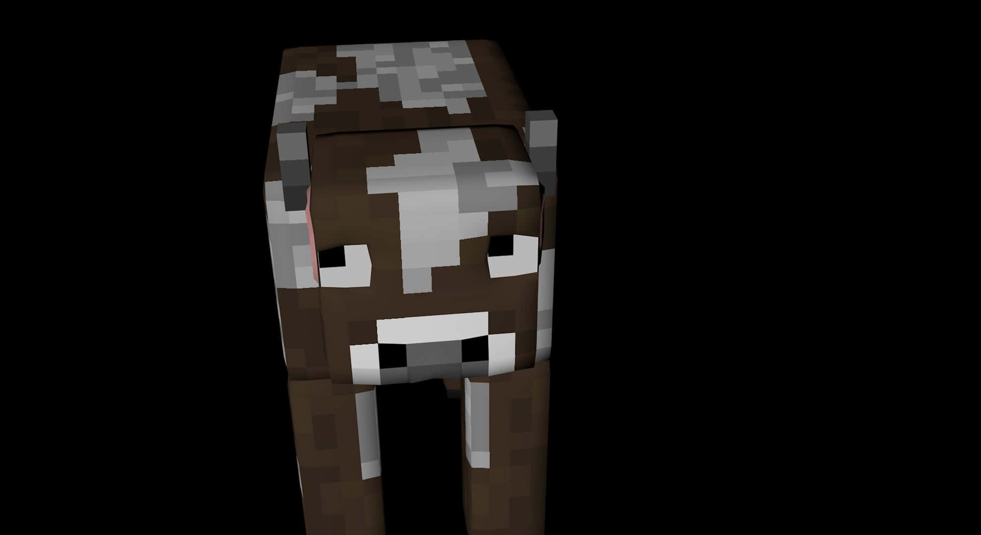Minecraft Cow, brown and white blocks, pixelated field, Full HD Desktop Wallpaper