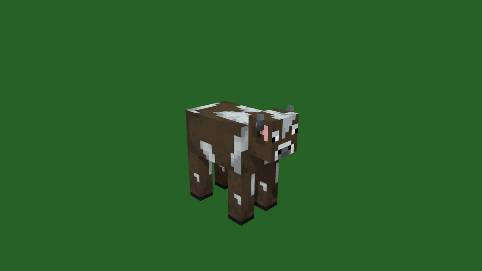 Minecraft Cow, pixelated, brown and white, Full HD Desktop Wallpaper