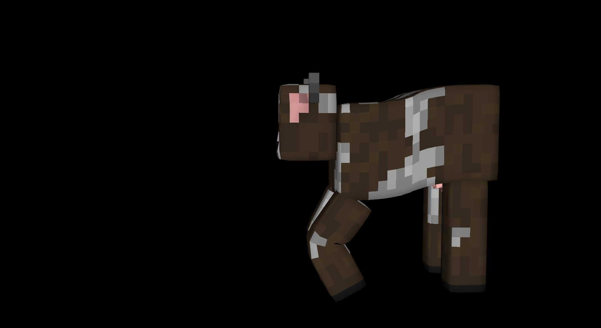 Minecraft Cow, brown and white cow, solid black background, Full HD Desktop Wallpaper