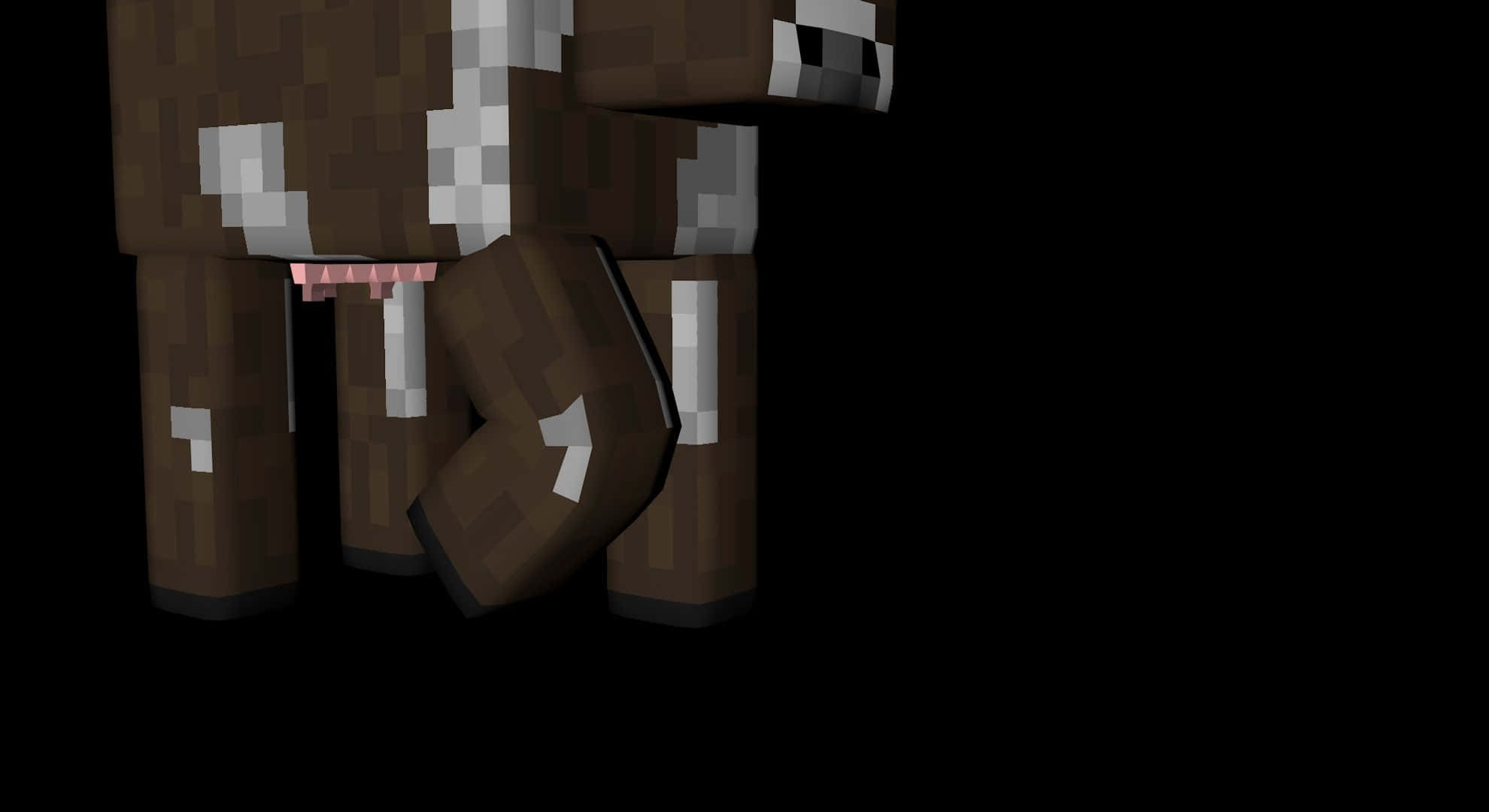 Minecraft Cow, blocky brown and white hide, pink udder, Full HD Desktop Wallpaper