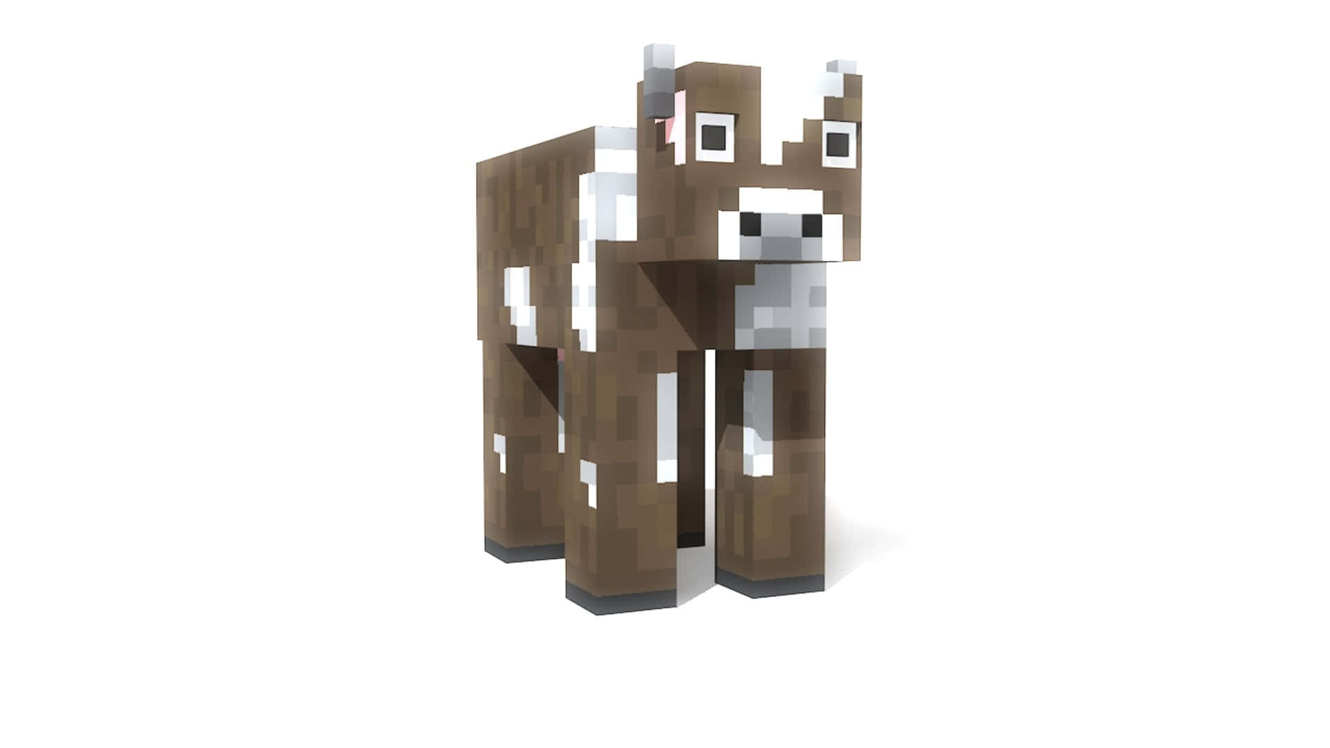 Minecraft Cow, pixelated, brown and white, Full HD Desktop Wallpaper
