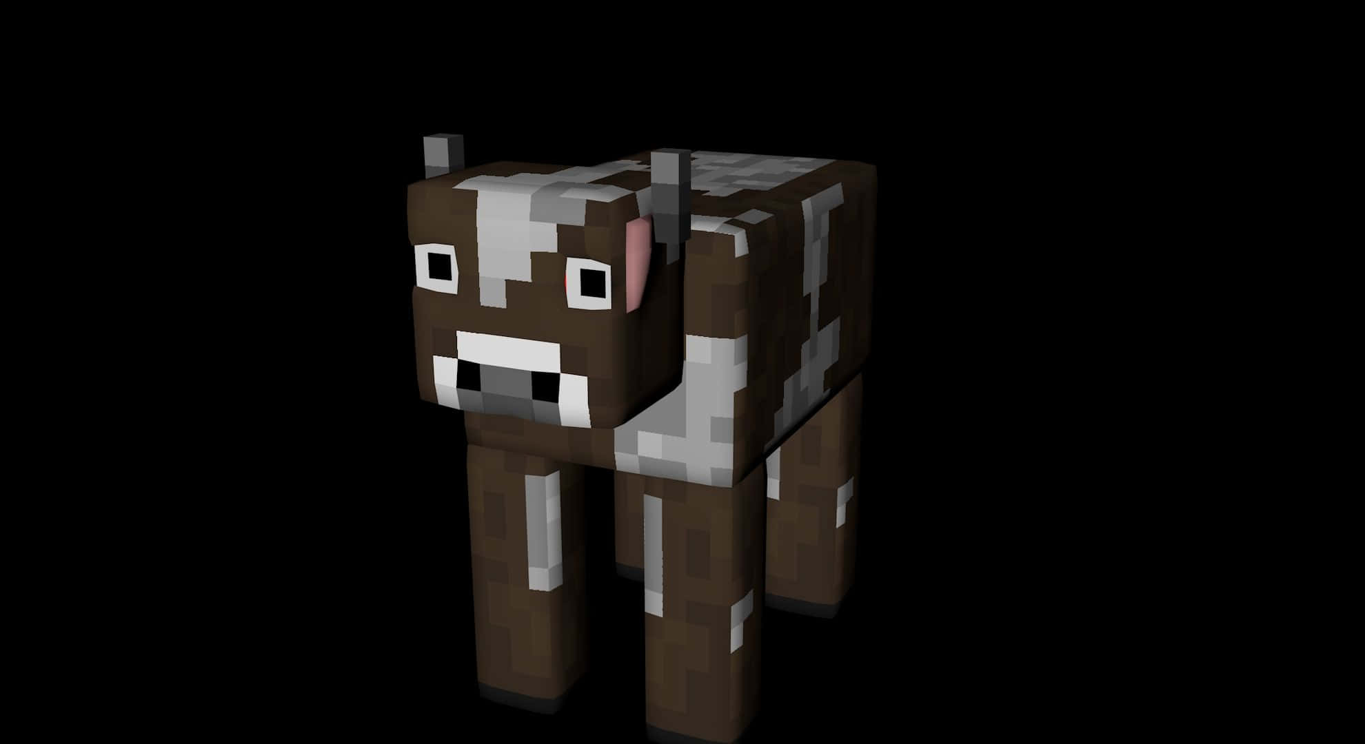 Minecraft Cow, pixelated, brown and white blocks, Full HD Desktop Wallpaper