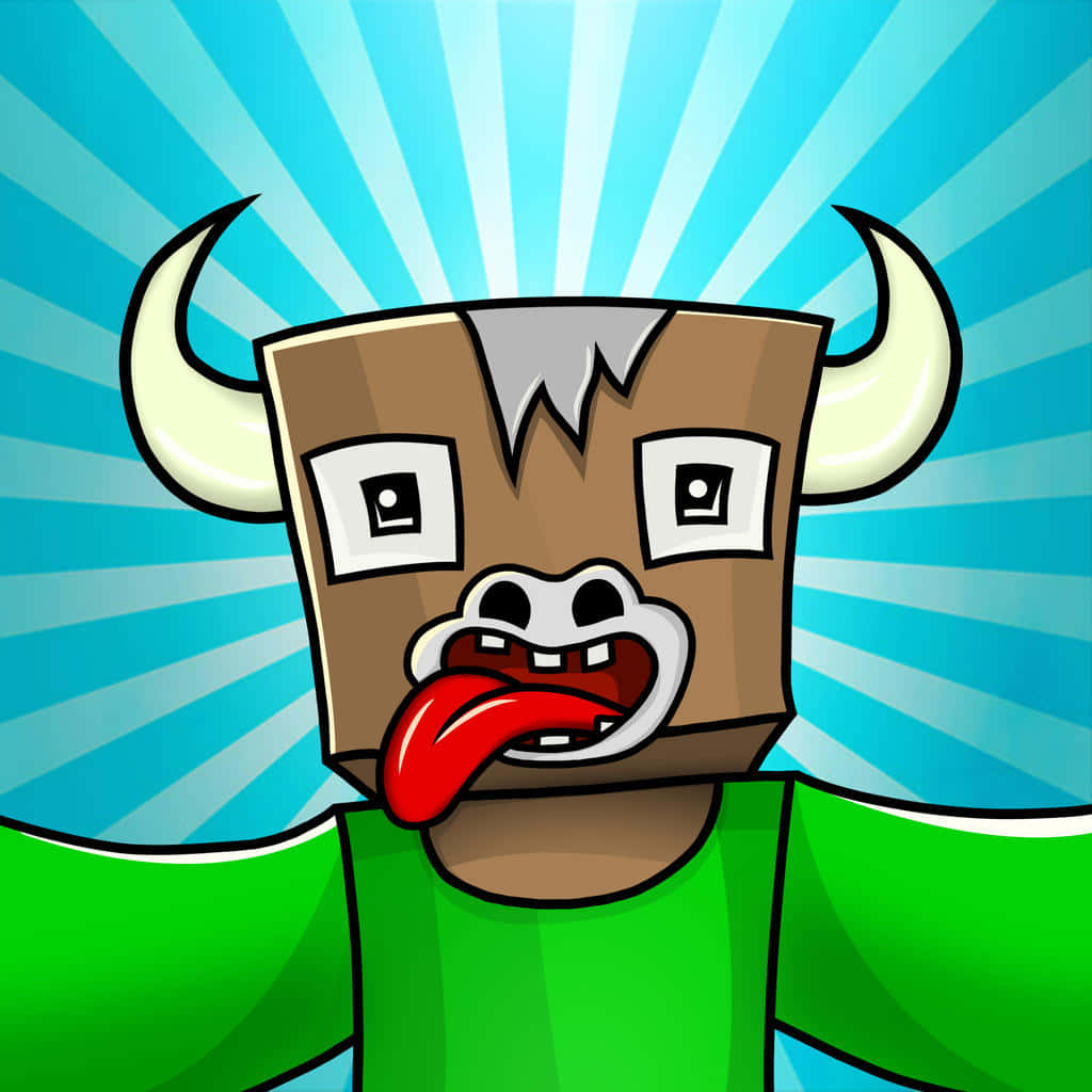 Minecraft Cow, cartoon bull character, horns, SD Desktop Wallpaper