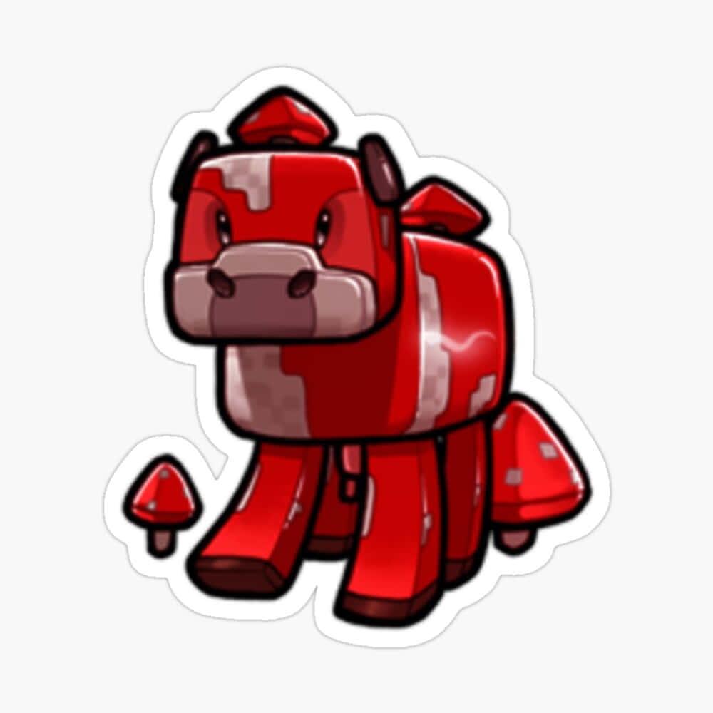 Minecraft Cow, red blocky cow, white spots, SD Desktop Wallpaper
