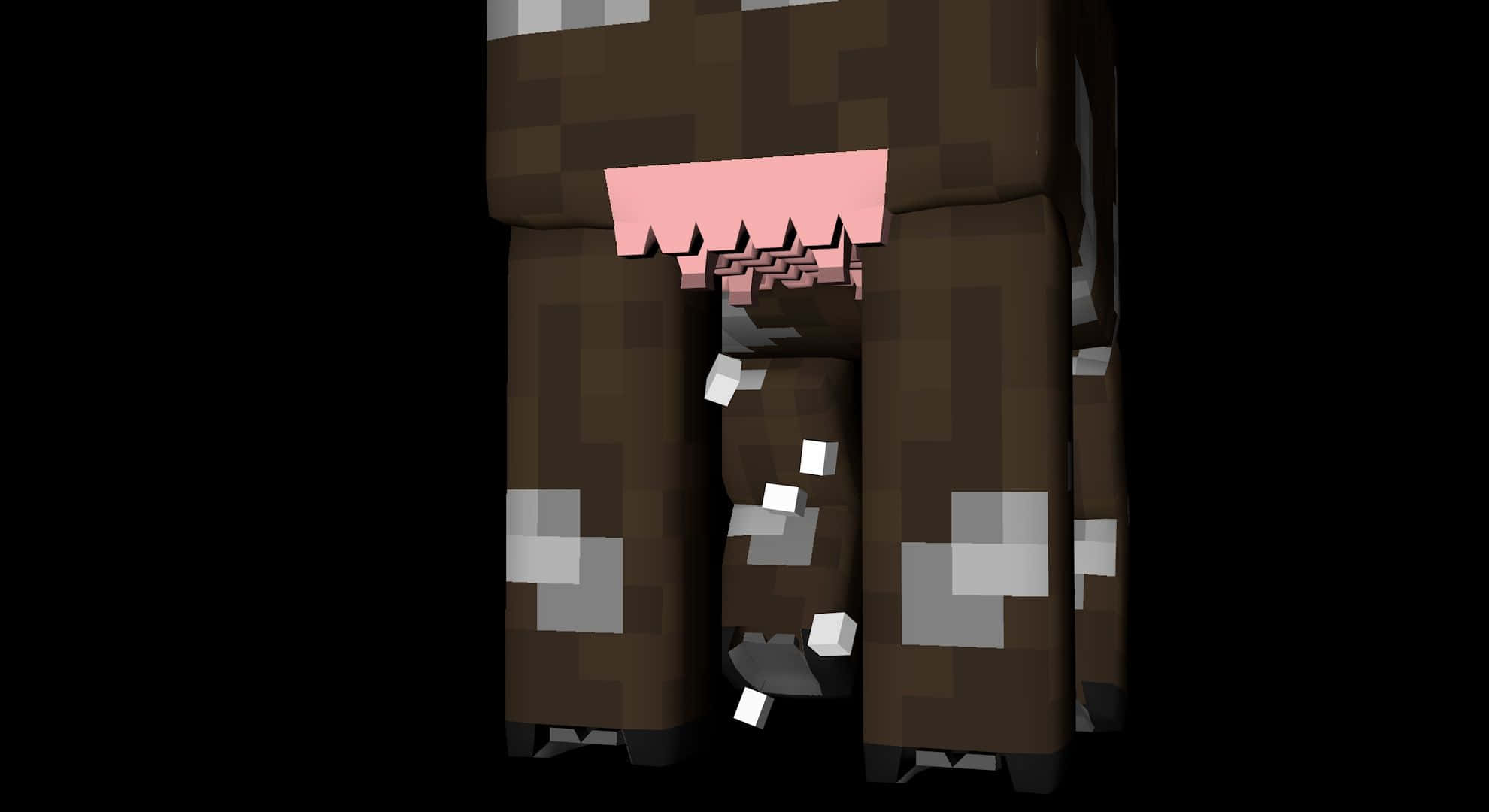 Minecraft Cow, pink tongue, white spots, Full HD Desktop Wallpaper