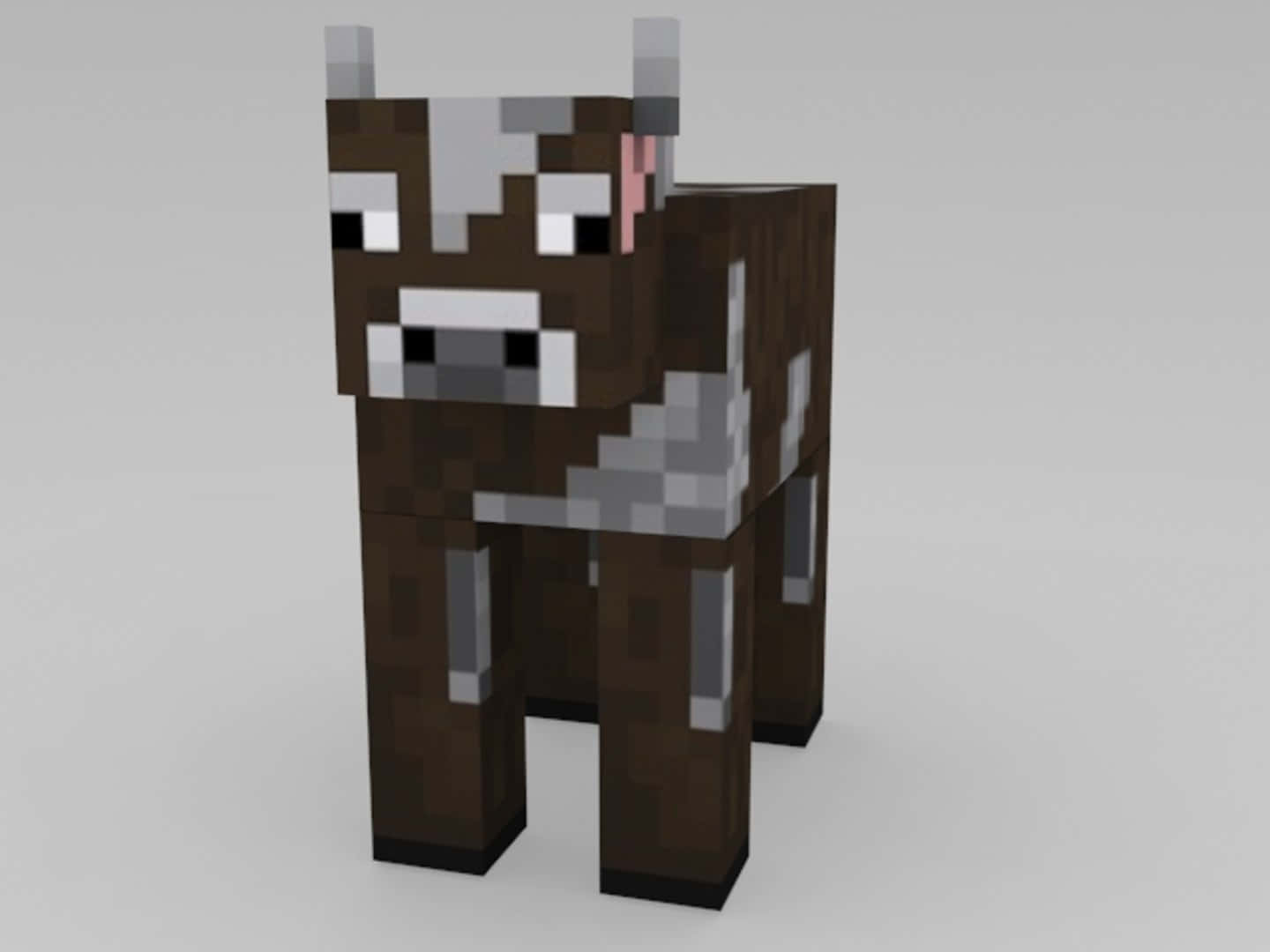 Minecraft Cow, pixelated, brown and white, HD Desktop Wallpaper