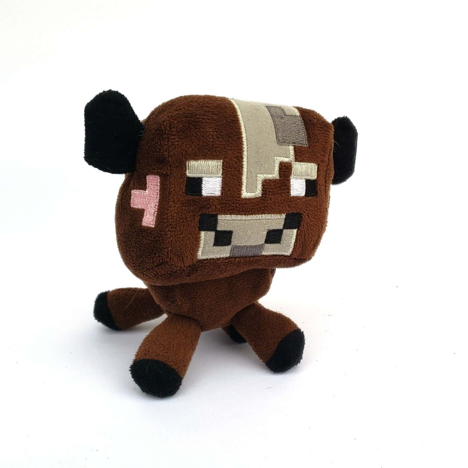 Minecraft Cow, pixelated face, pink cross stitched, HD Desktop Wallpaper