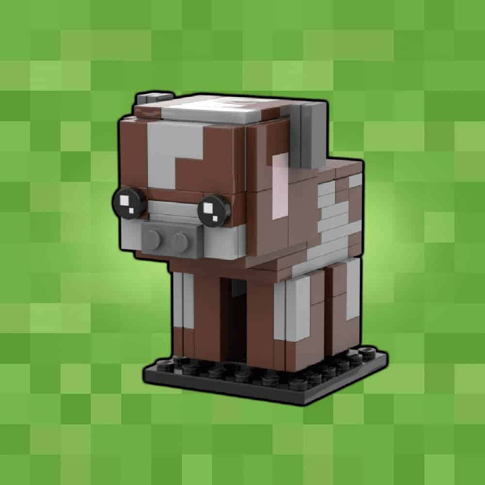 Minecraft Cow, LEGO bricks, brown and white, SD Desktop Wallpaper