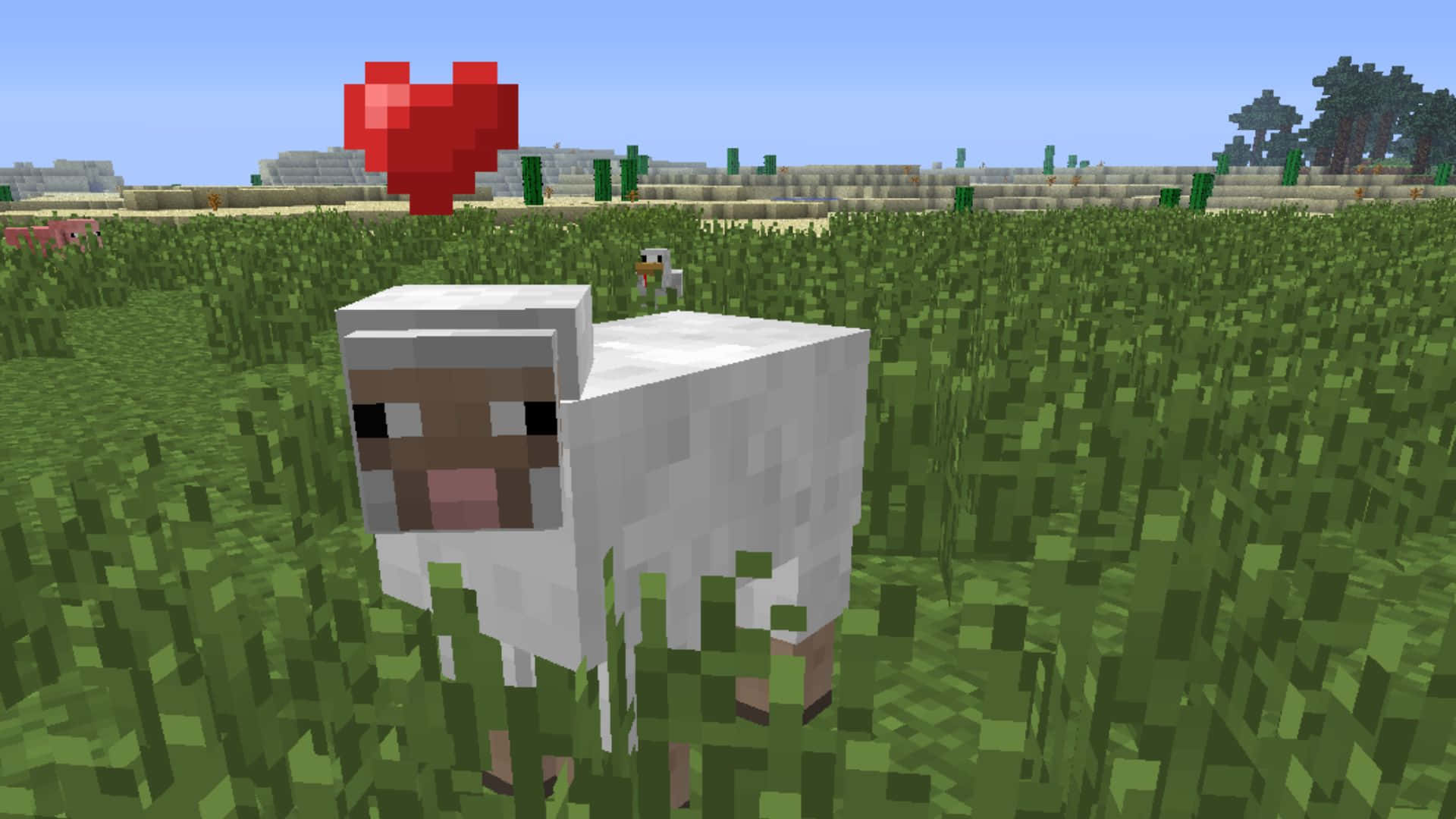 Minecraft, sheep, pixelated, Full HD Desktop Wallpaper
