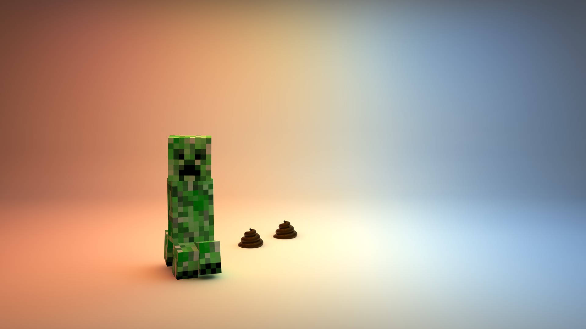Minecraft Creeper, green pixelated, gradient floor, Full HD Desktop Wallpaper