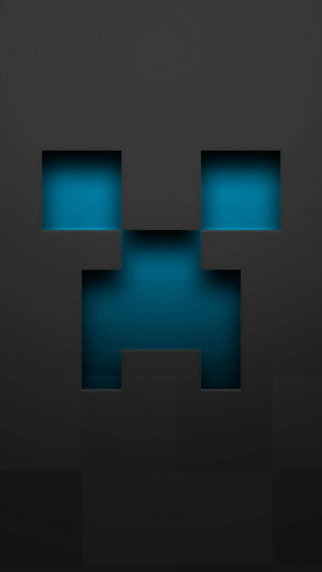 Minecraft Creeper, pixelated creeper face, glowing blue eyes, Full HD Phone Wallpaper