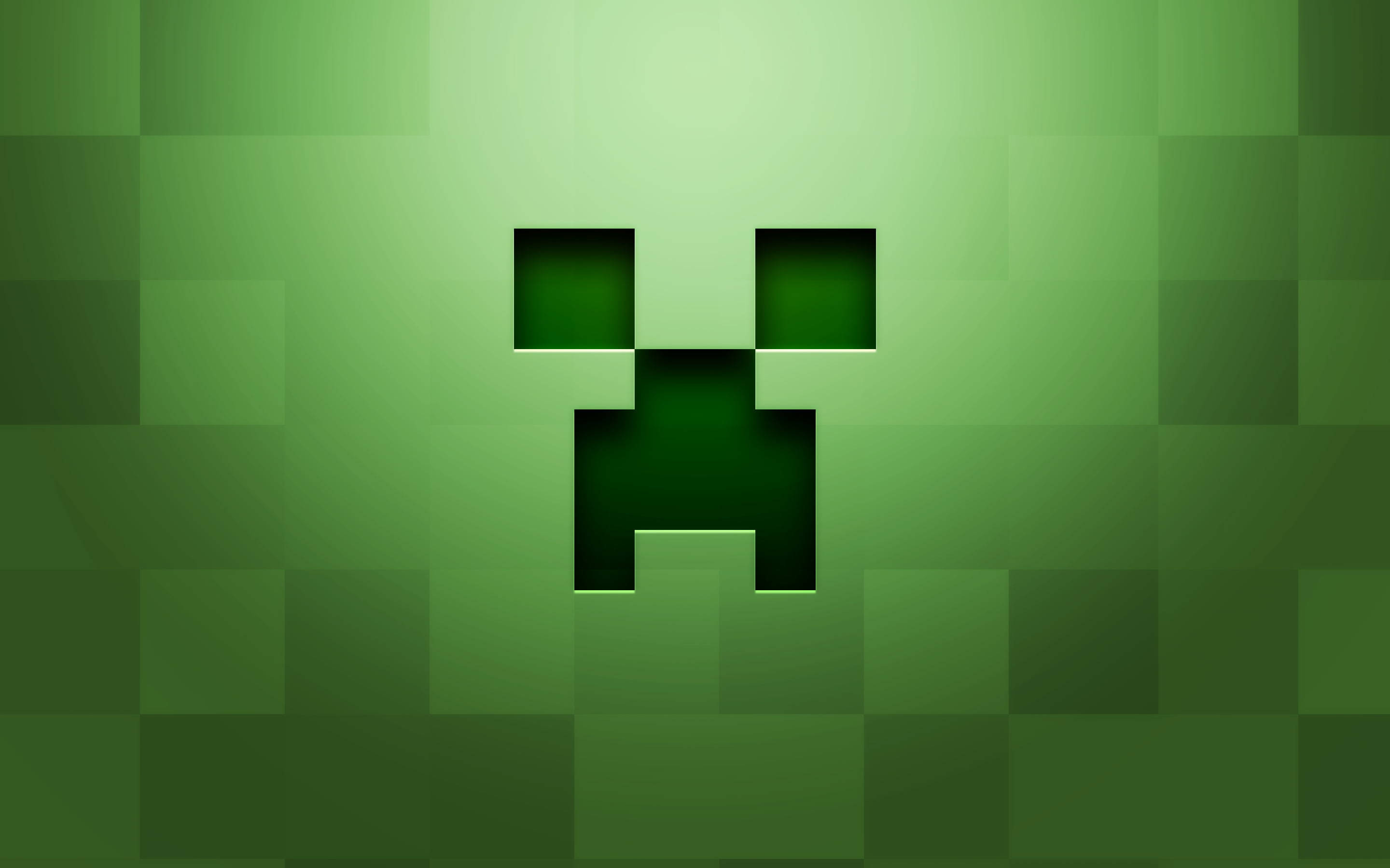 Creeper, green creeper face, pixelated, 2K Desktop Wallpaper