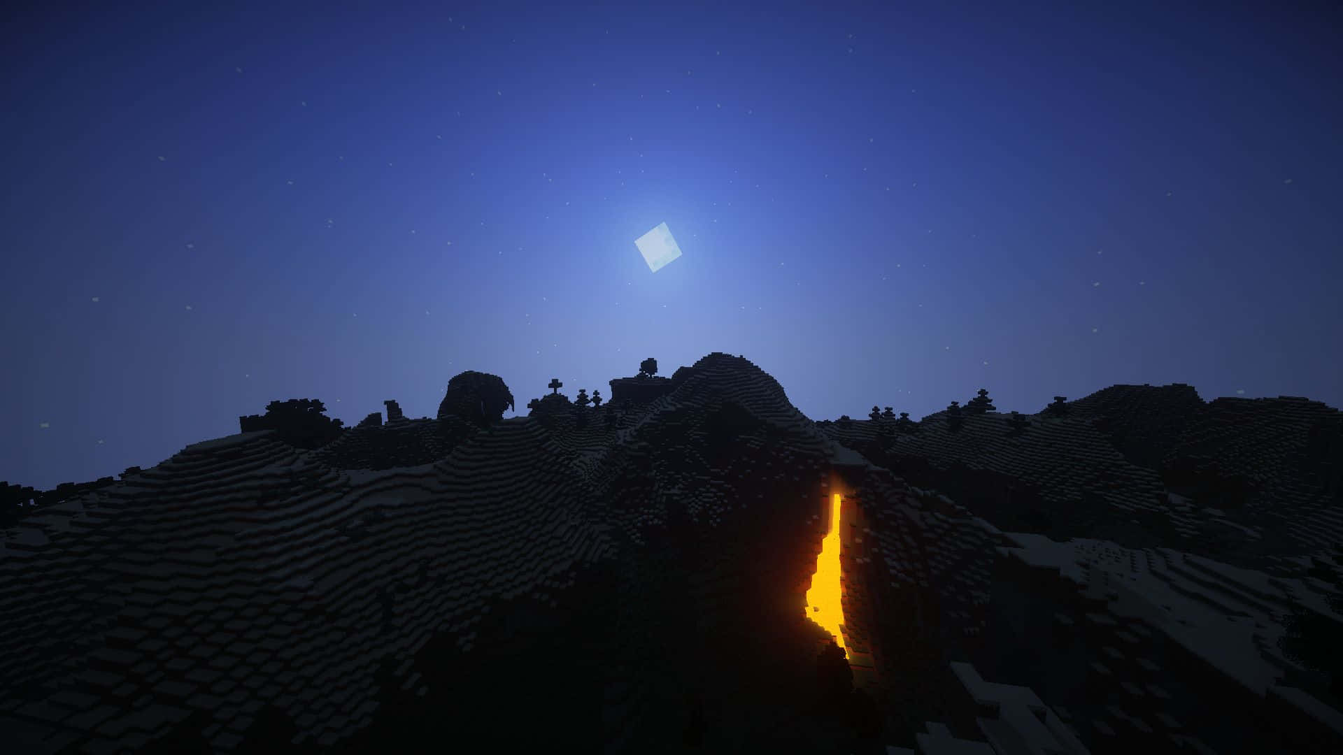 Minecraft, lava flow, snowy mountain, Full HD Desktop Wallpaper
