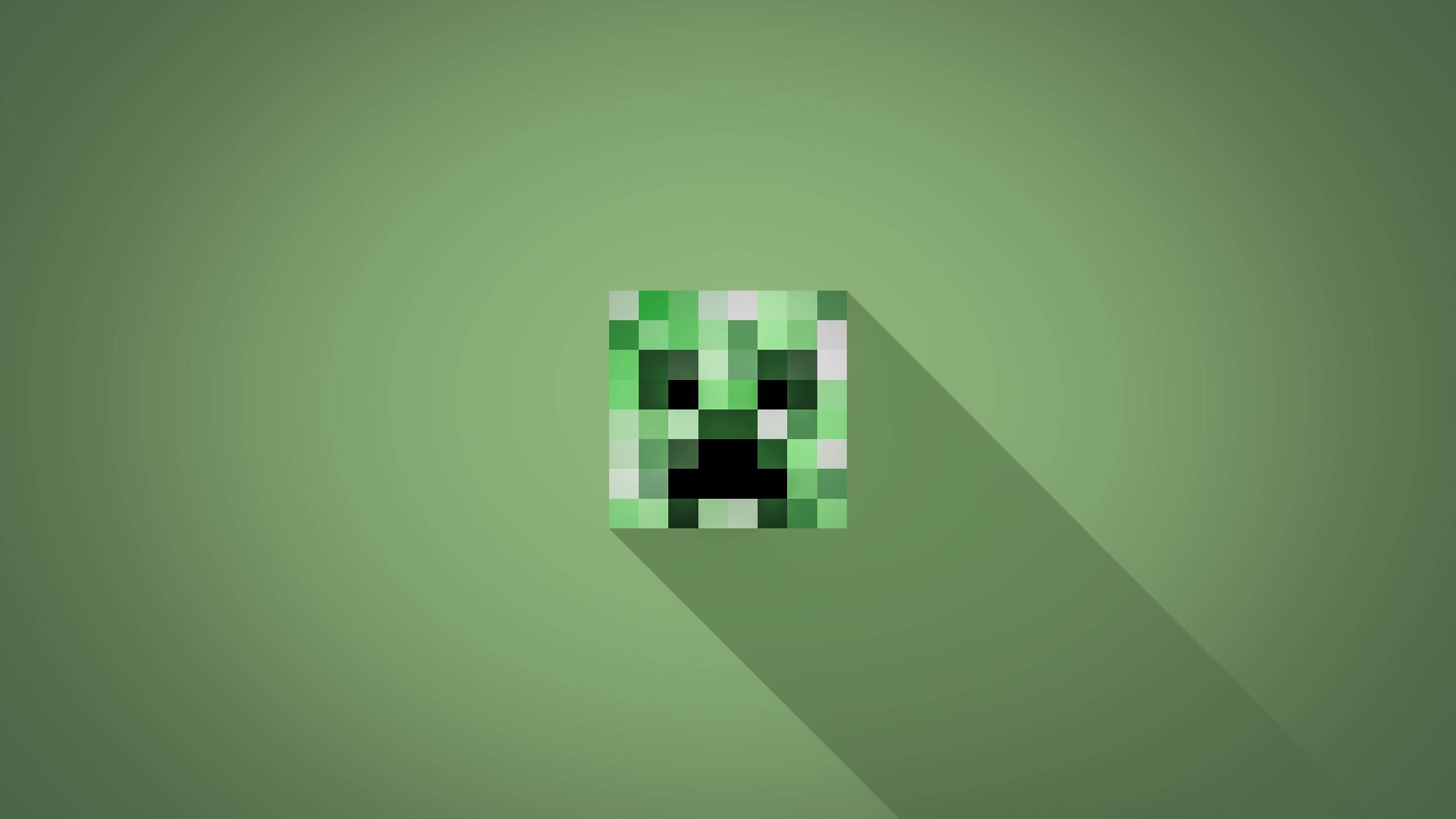 Minecraft Creeper, pixelated, green, 2K Desktop Wallpaper