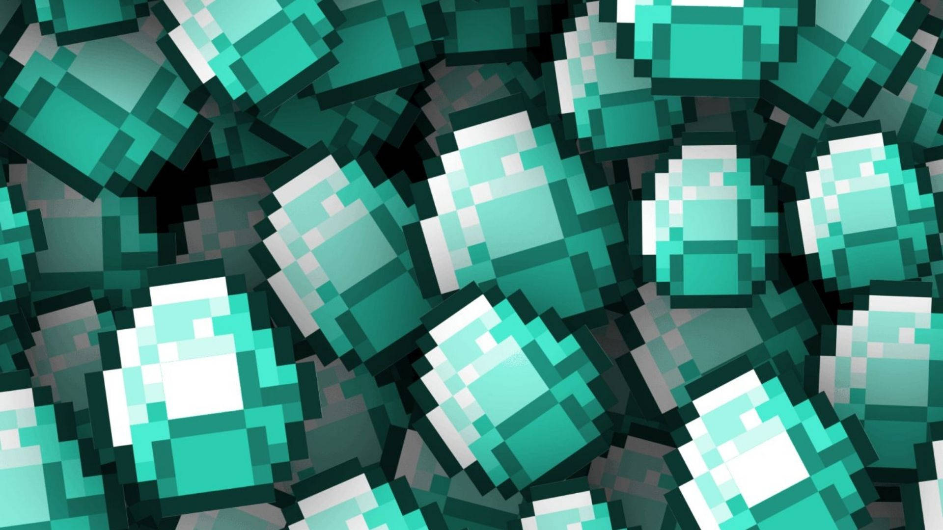 Minecraft Diamond, teal, white, Full HD Desktop Wallpaper