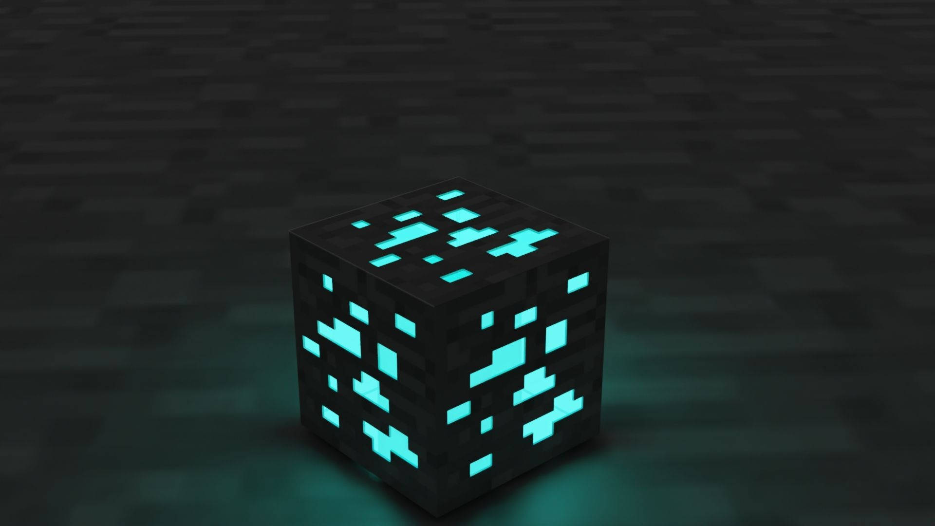 Minecraft Diamond, glowing cyan, pixelated block, Full HD Desktop Wallpaper