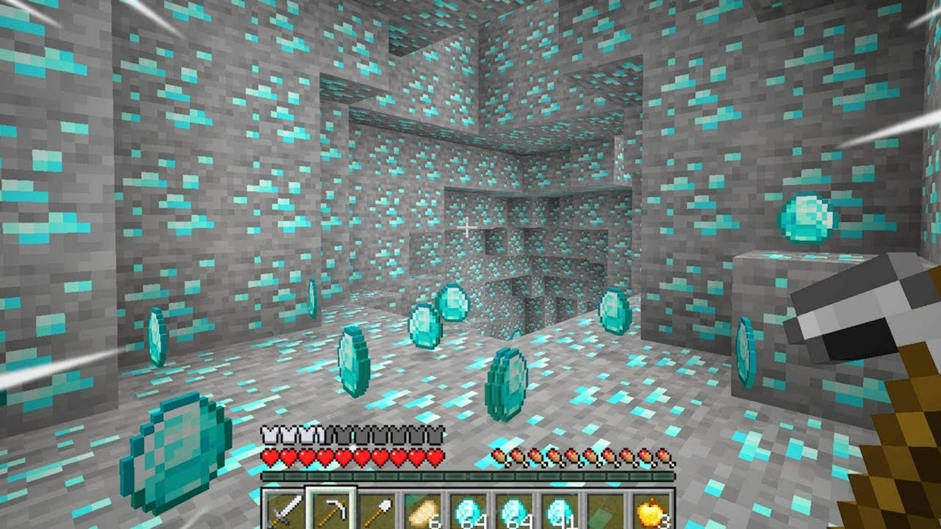 Minecraft, diamond ores, diamond crystals, Full HD Desktop Wallpaper