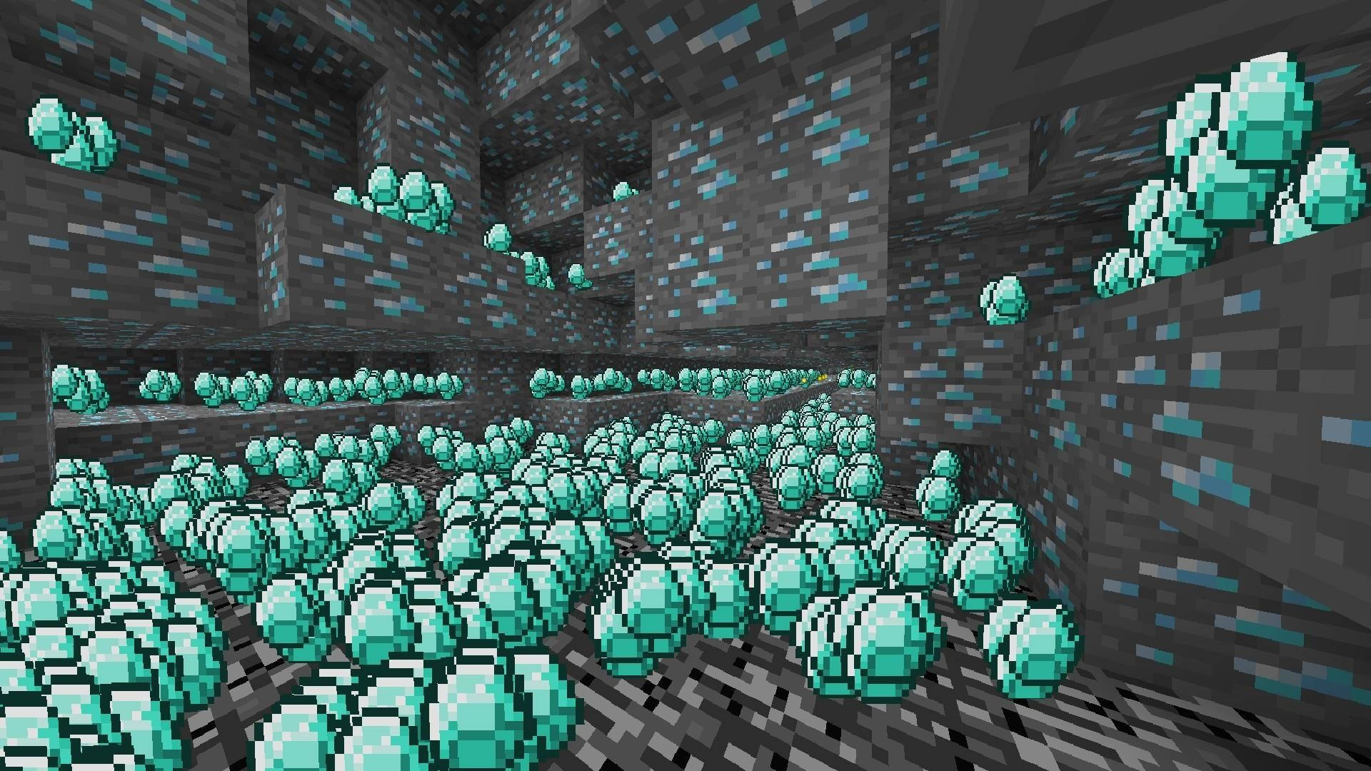 Minecraft, diamond crystals, glowing teal, Full HD Desktop Wallpaper