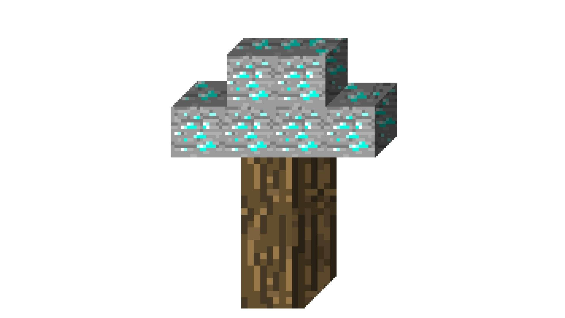 Minecraft, diamond tree, brown stem, Full HD Desktop Wallpaper