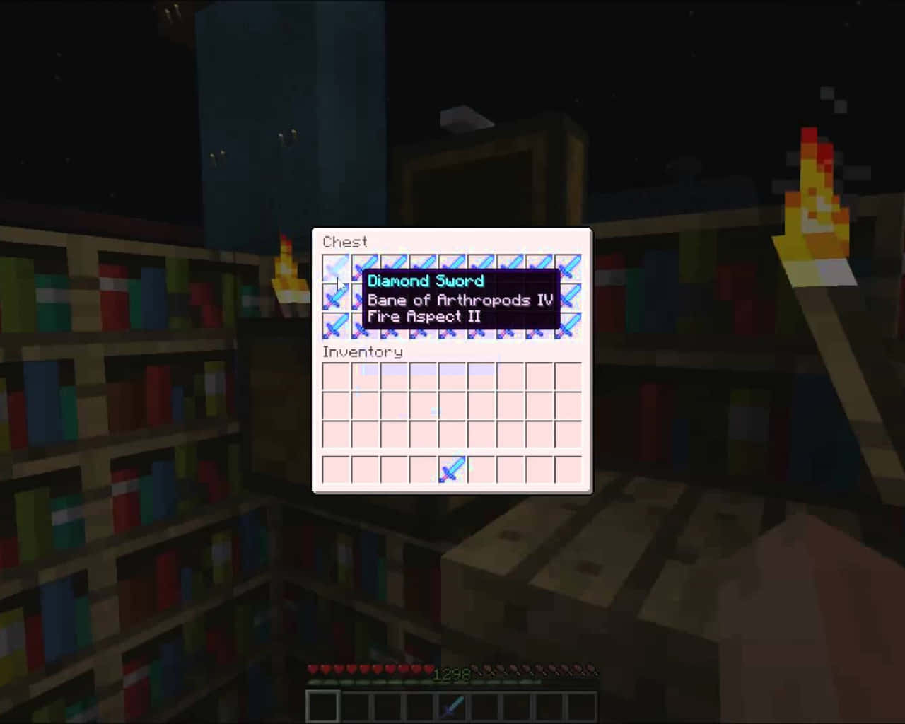 Minecraft, diamond sword, fire aspect enchantment, HD Desktop Wallpaper