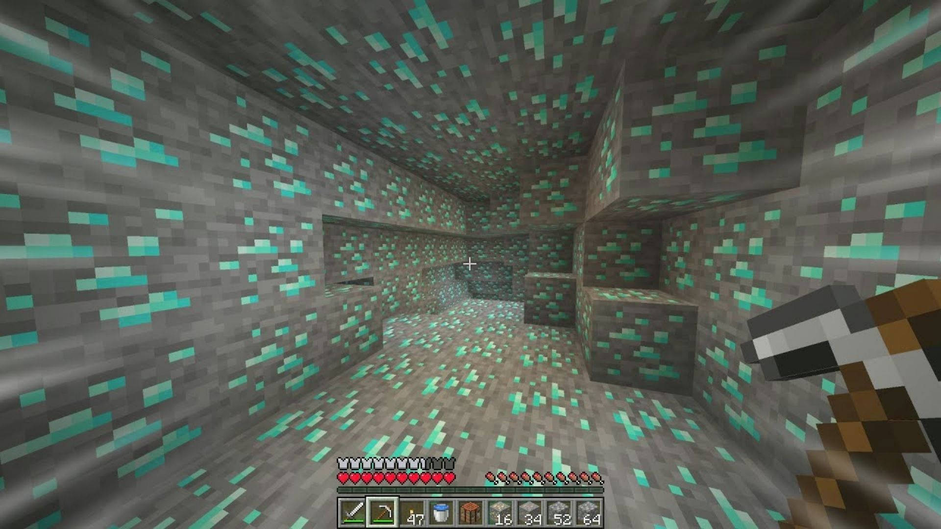 Minecraft, diamond, glowing green blocks, Full HD Desktop Wallpaper