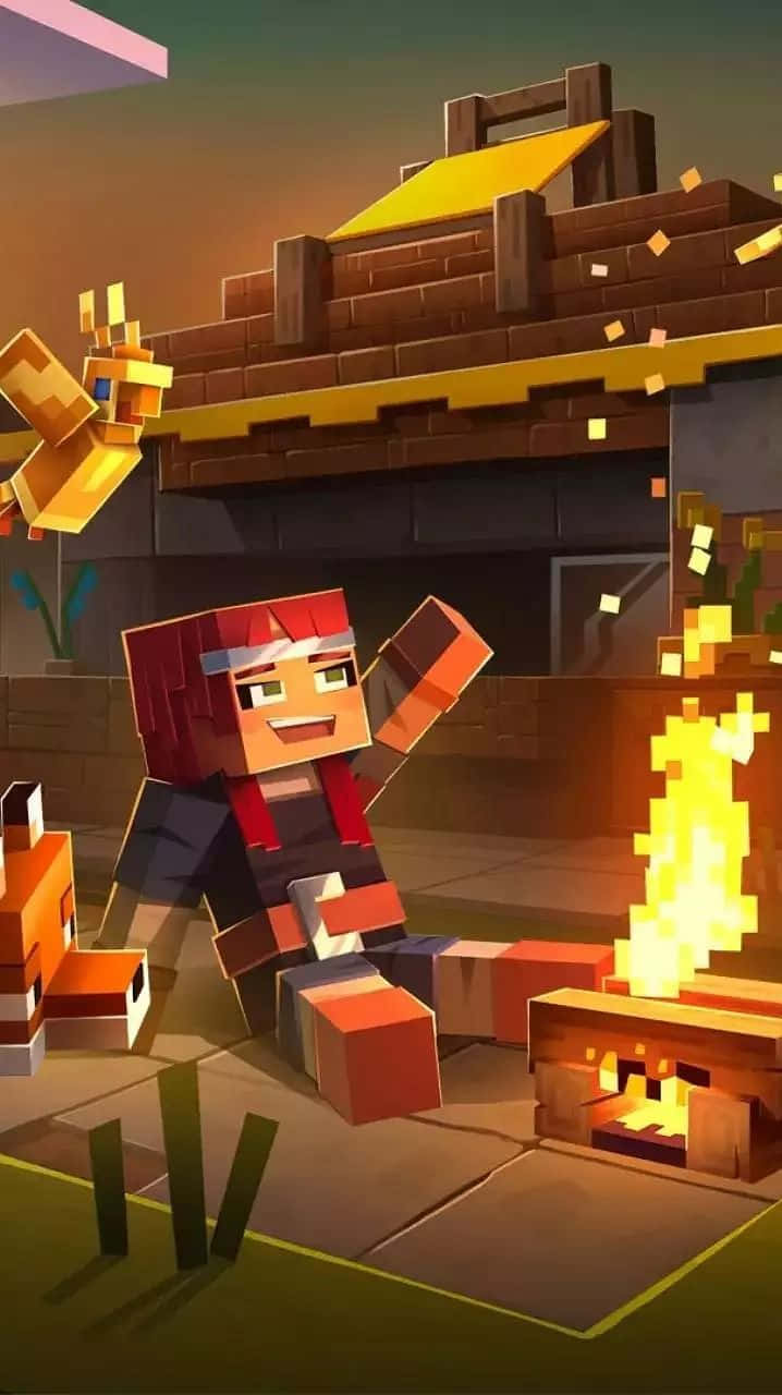 Minecraft, diamond armor, red hair, HD Phone Wallpaper