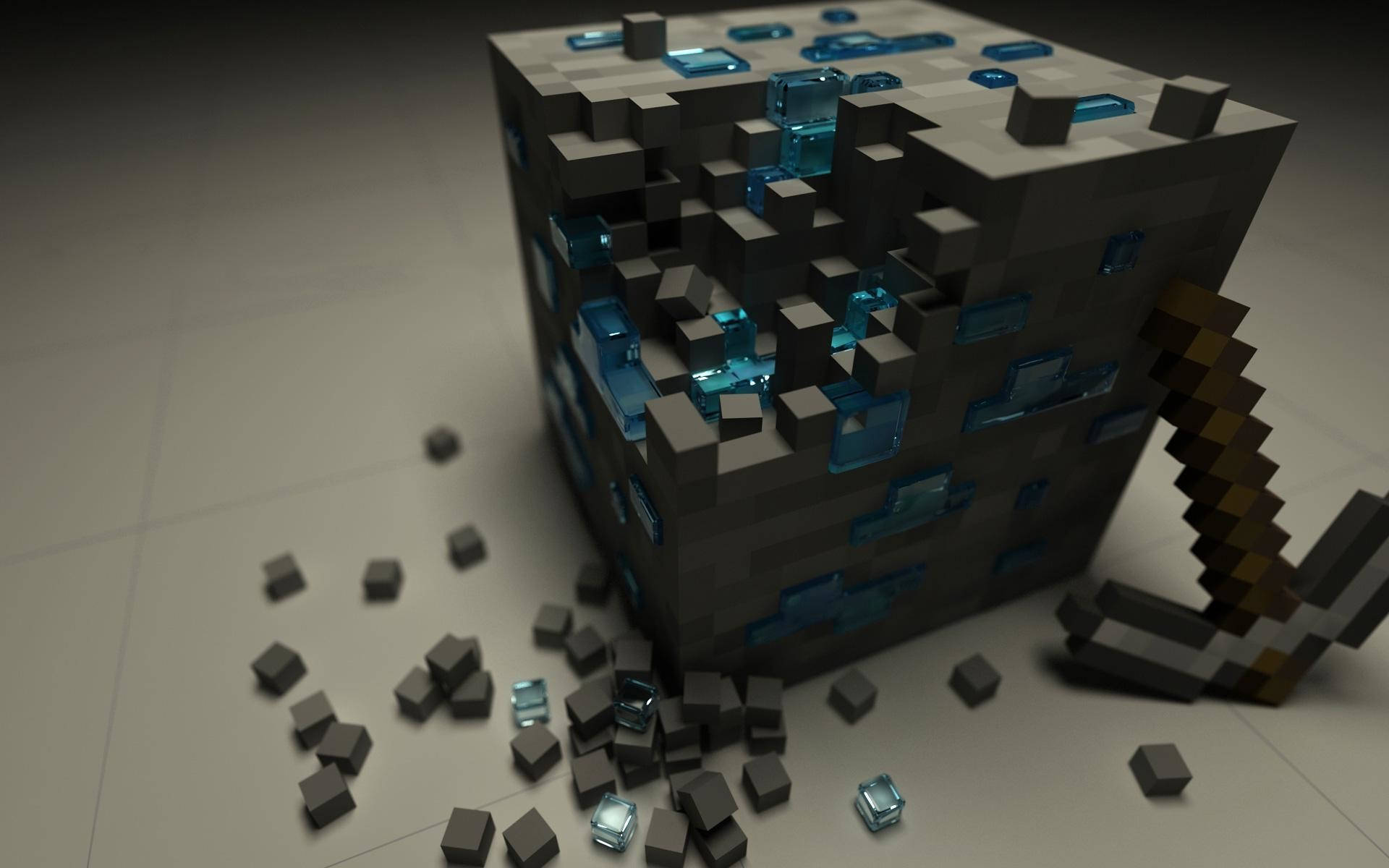 Minecraft, diamond, blue glass fragments, Full HD Desktop Wallpaper
