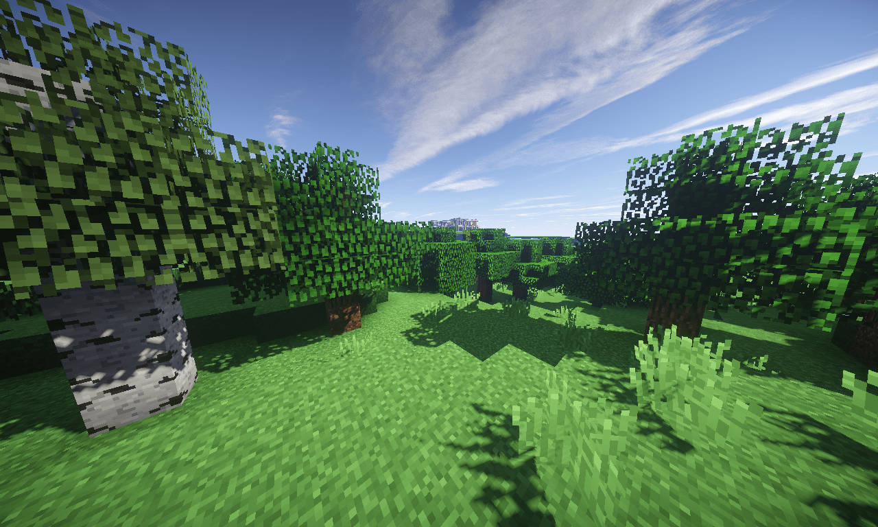 Minecraft, blocky green trees, grass, HD Desktop Wallpaper