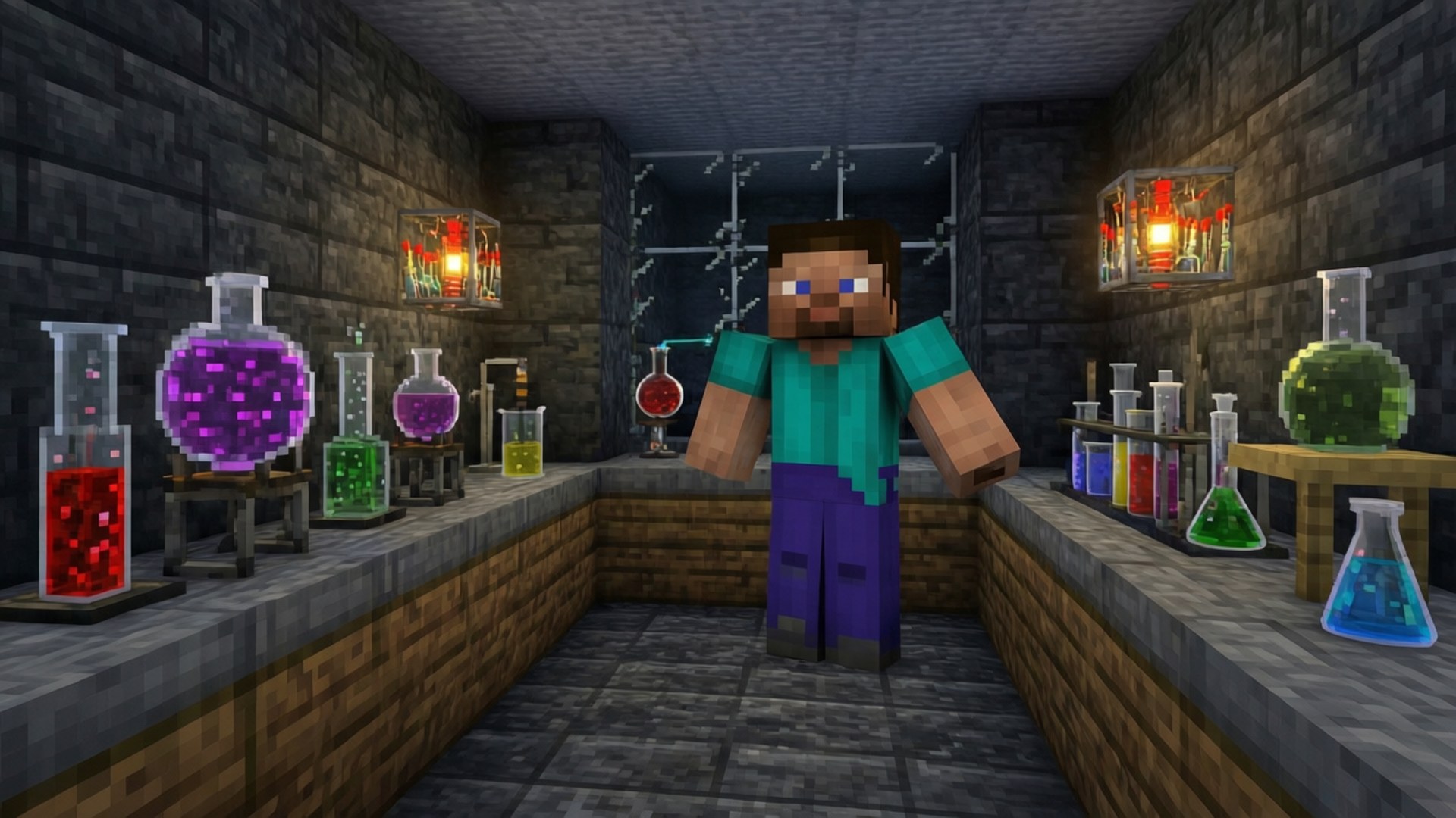 Minecraft, chemistry lab, stone lab, Full HD Desktop Wallpaper