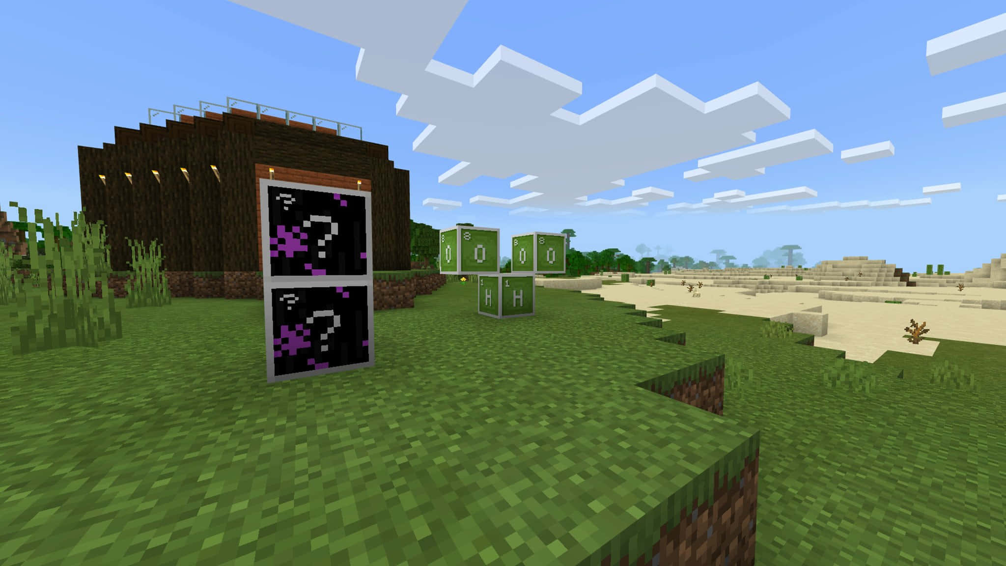 Minecraft Education Edition, village, pixelated houses, Full HD Desktop Wallpaper