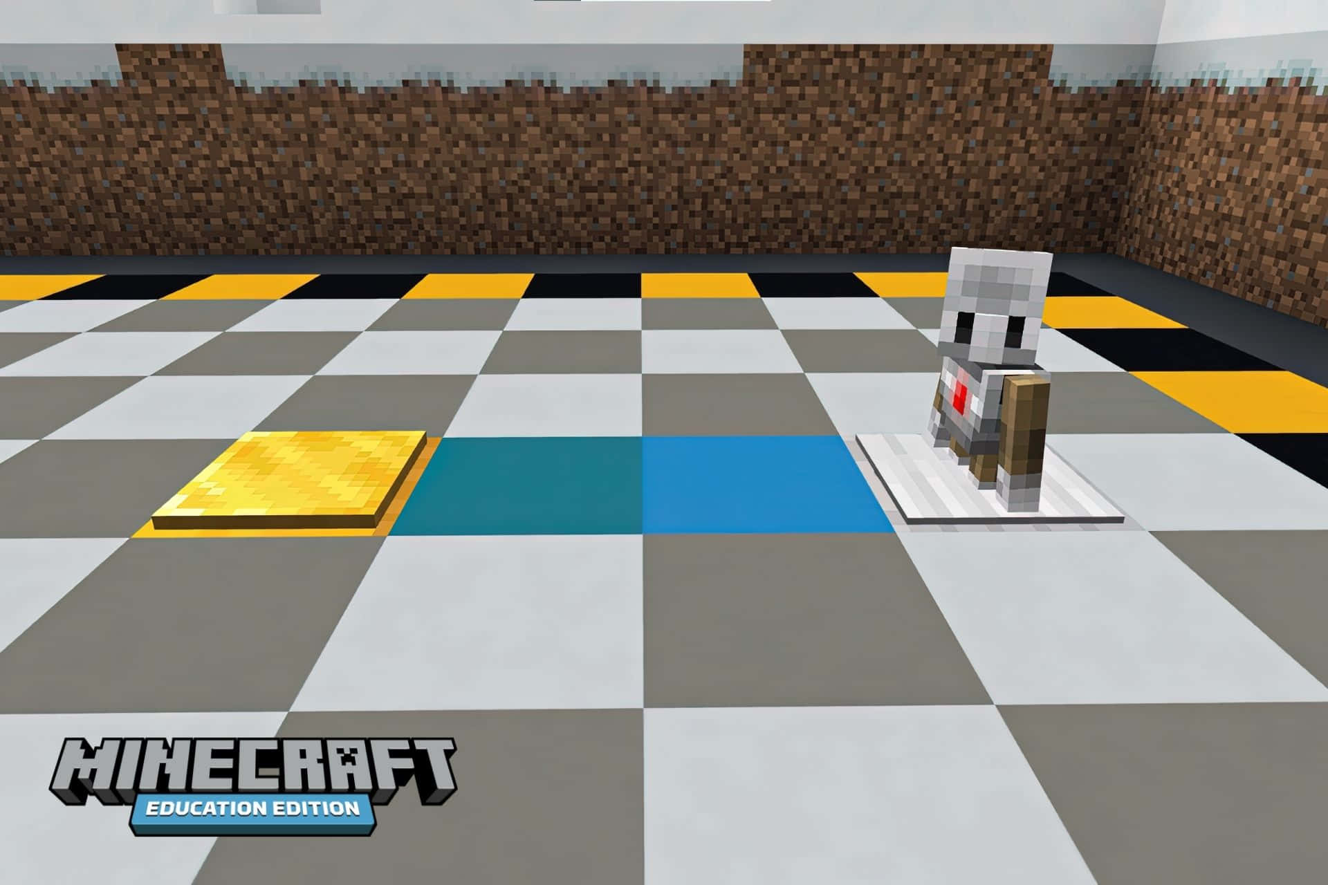Minecraft Education Edition, skeleton, checkered floor, Full HD Desktop Wallpaper