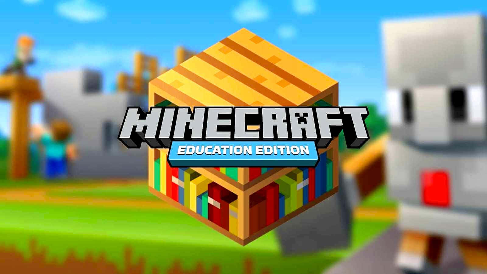 Minecraft Education Edition, colorful bookshelf block, pixelated zombie, HD Desktop Wallpaper