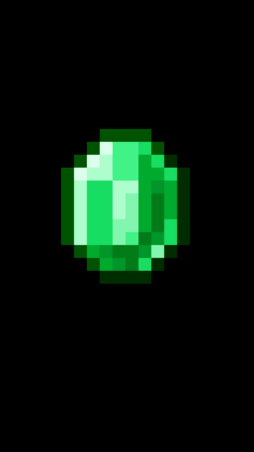 Minecraft Emeralds, glowing green pixelated gemstone, black background, HD Phone Wallpaper