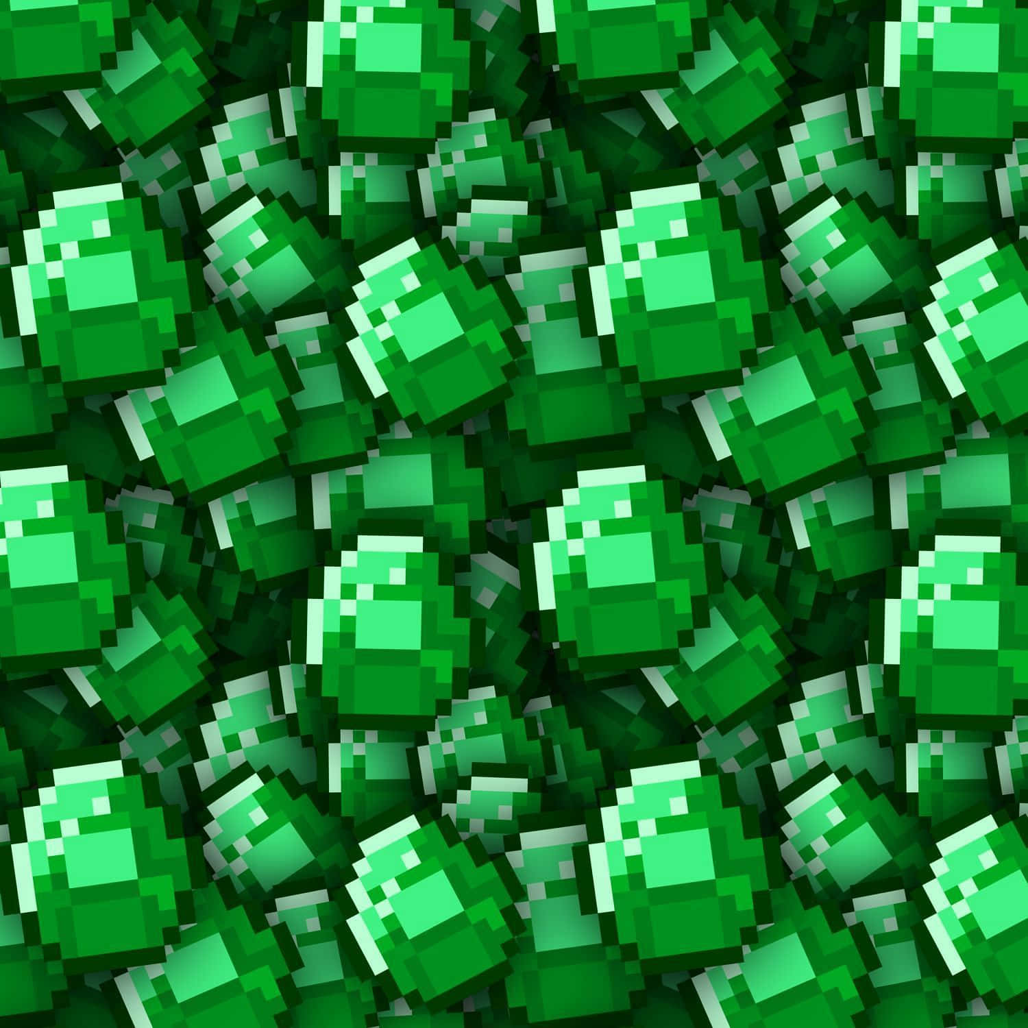 Minecraft Emeralds, pixelated green cubes, white highlights, HD Desktop Wallpaper